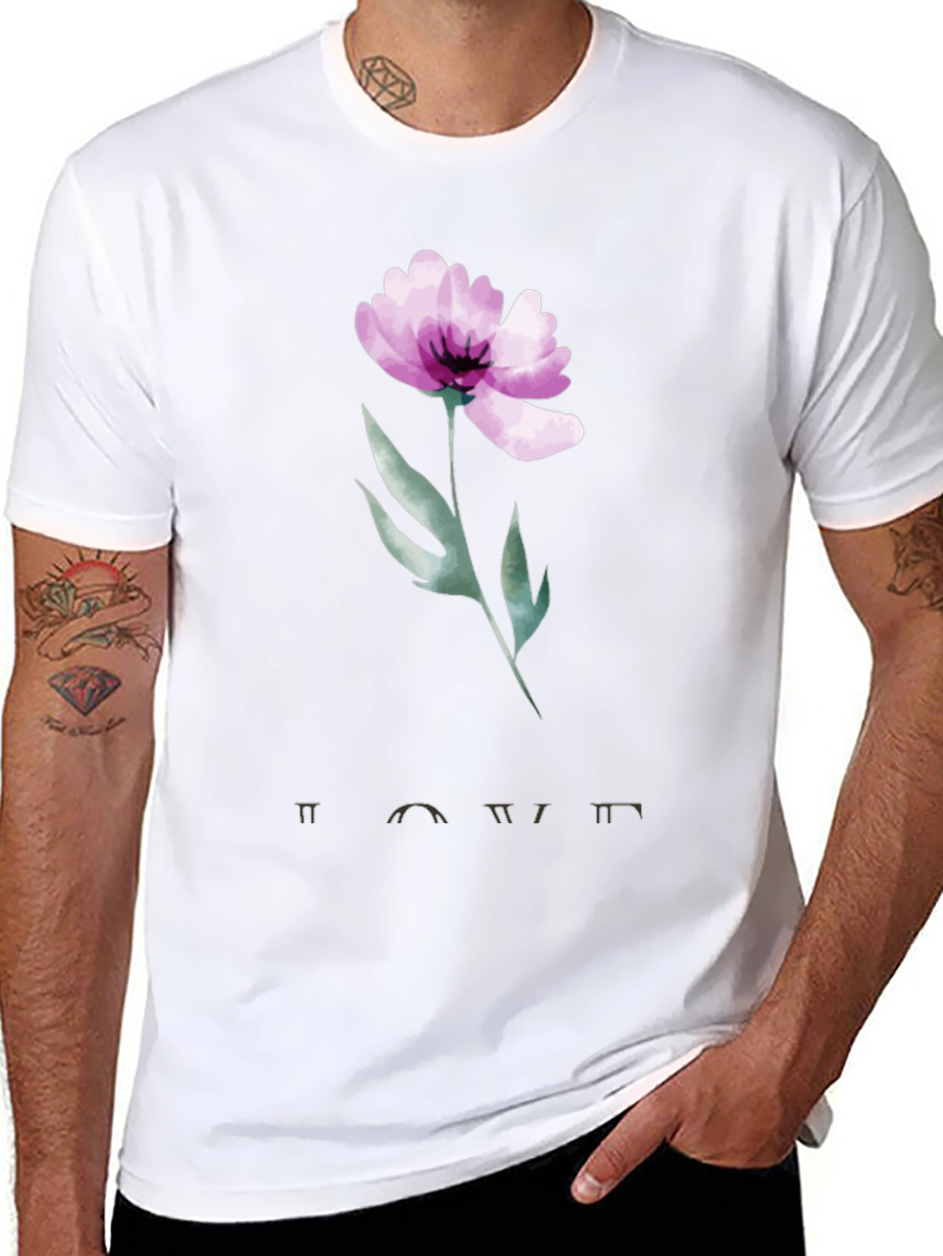 Floral Love T-Shirt - Artistic Graphic Tee