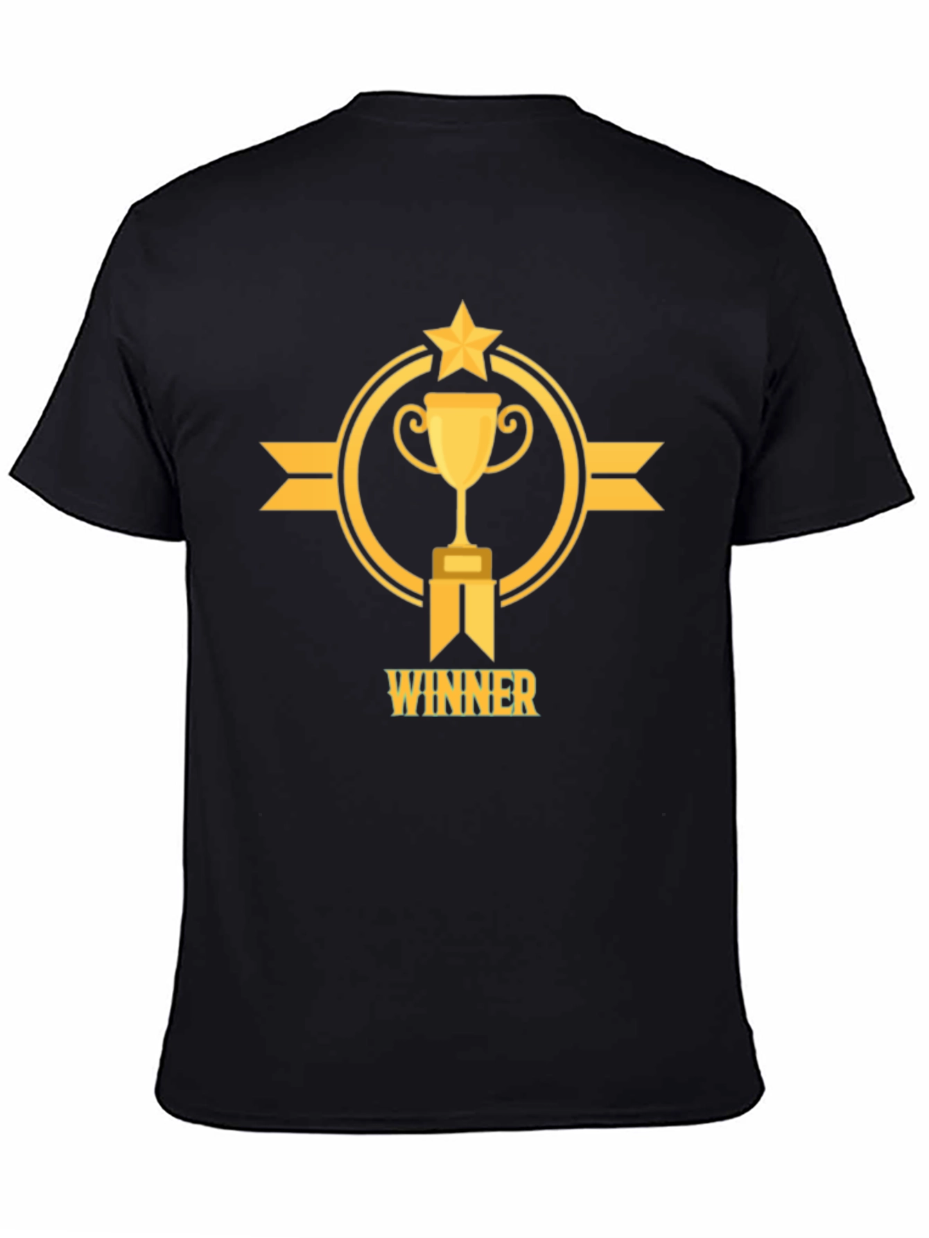 Winner Trophy Graphic Tee - Black Cotton T-Shirt