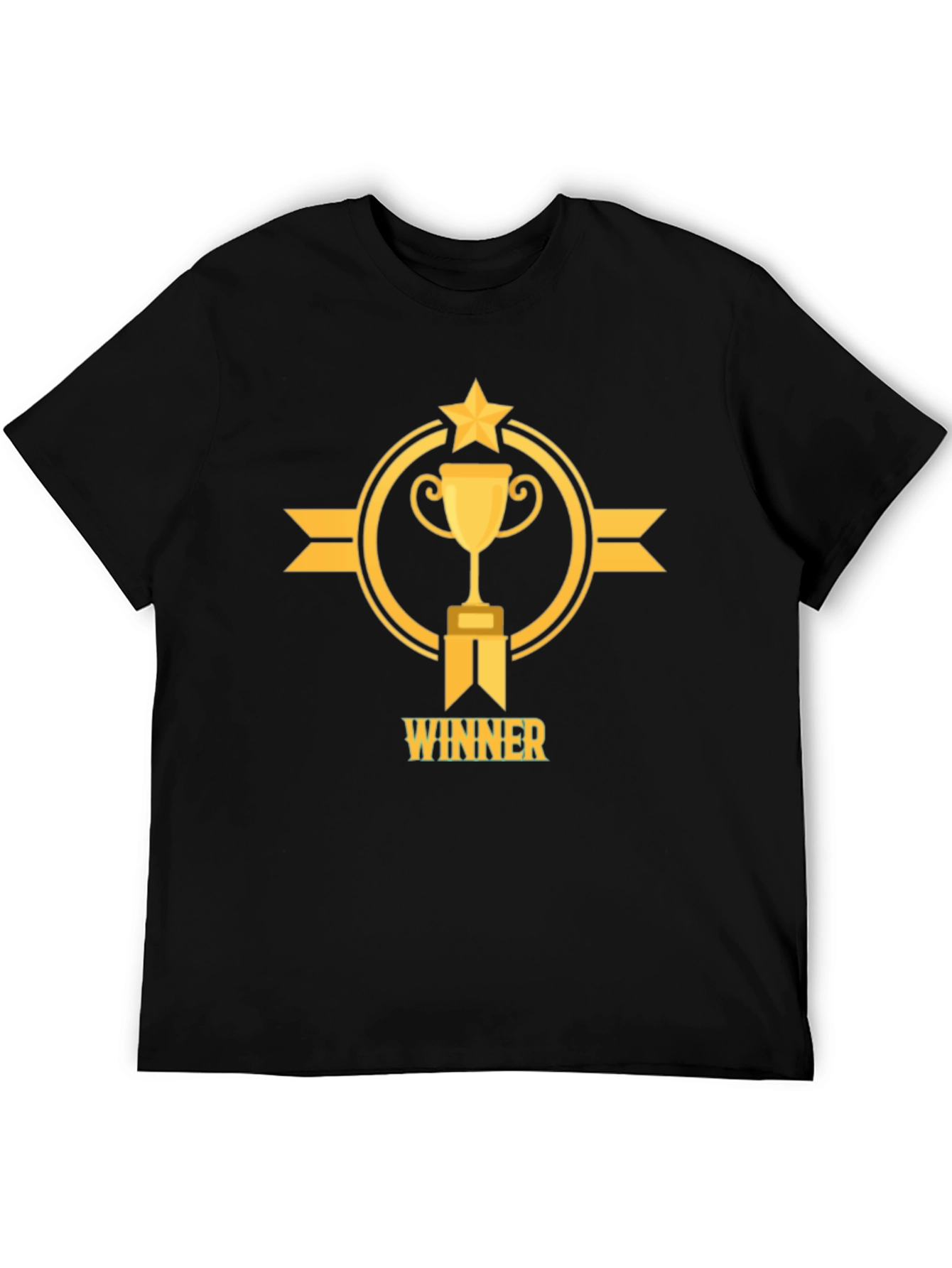 Winner Trophy Graphic Tee - Black Cotton T-Shirt