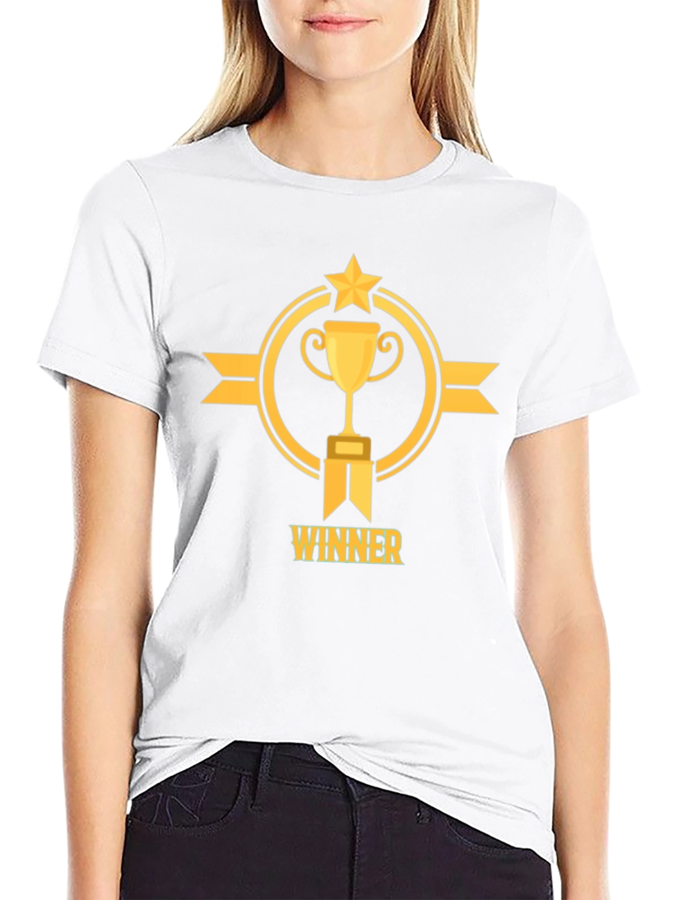 Winner Trophy Graphic Tee - Black Cotton T-Shirt