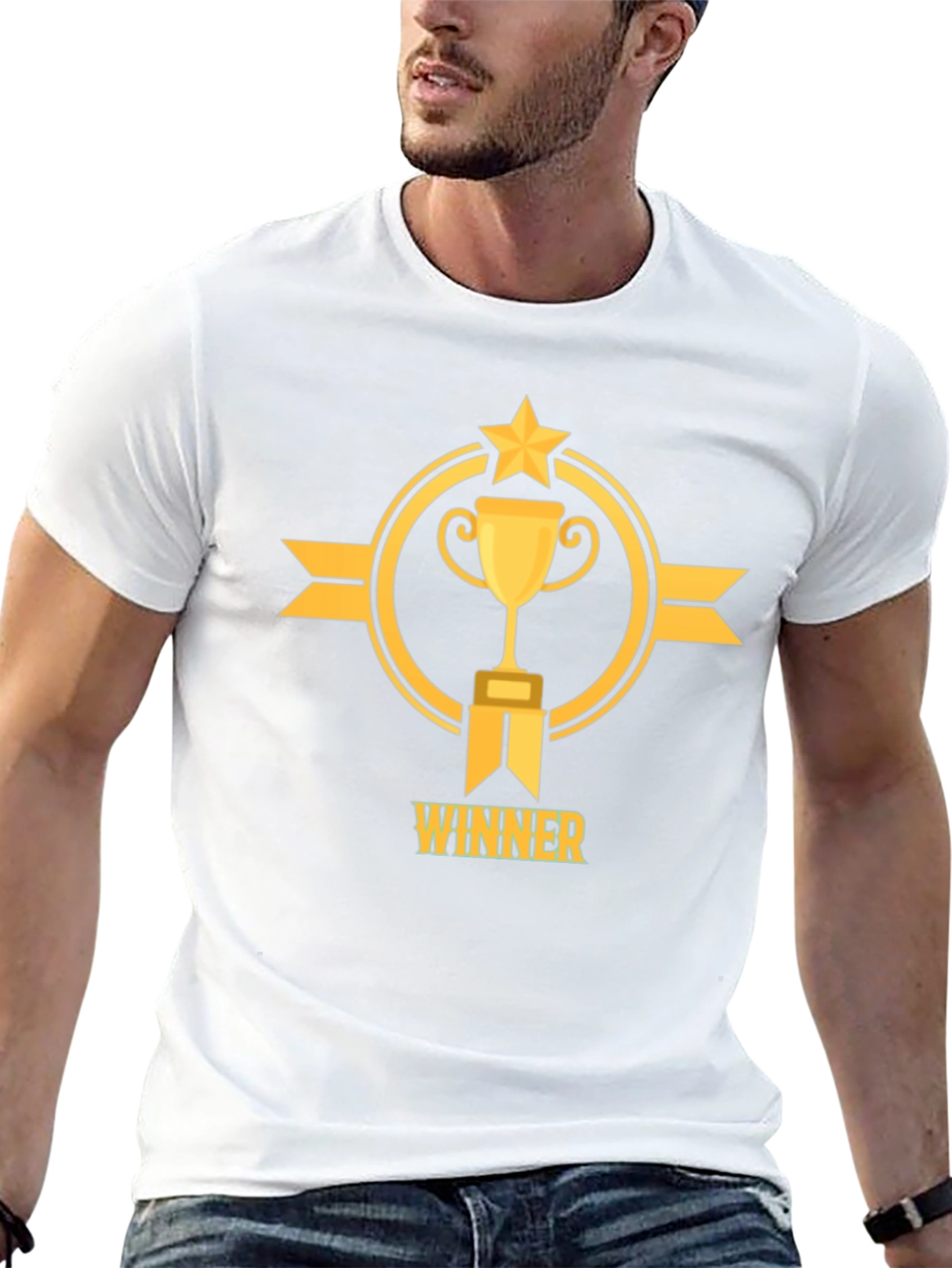 Winner Trophy Graphic Tee - Black Cotton T-Shirt