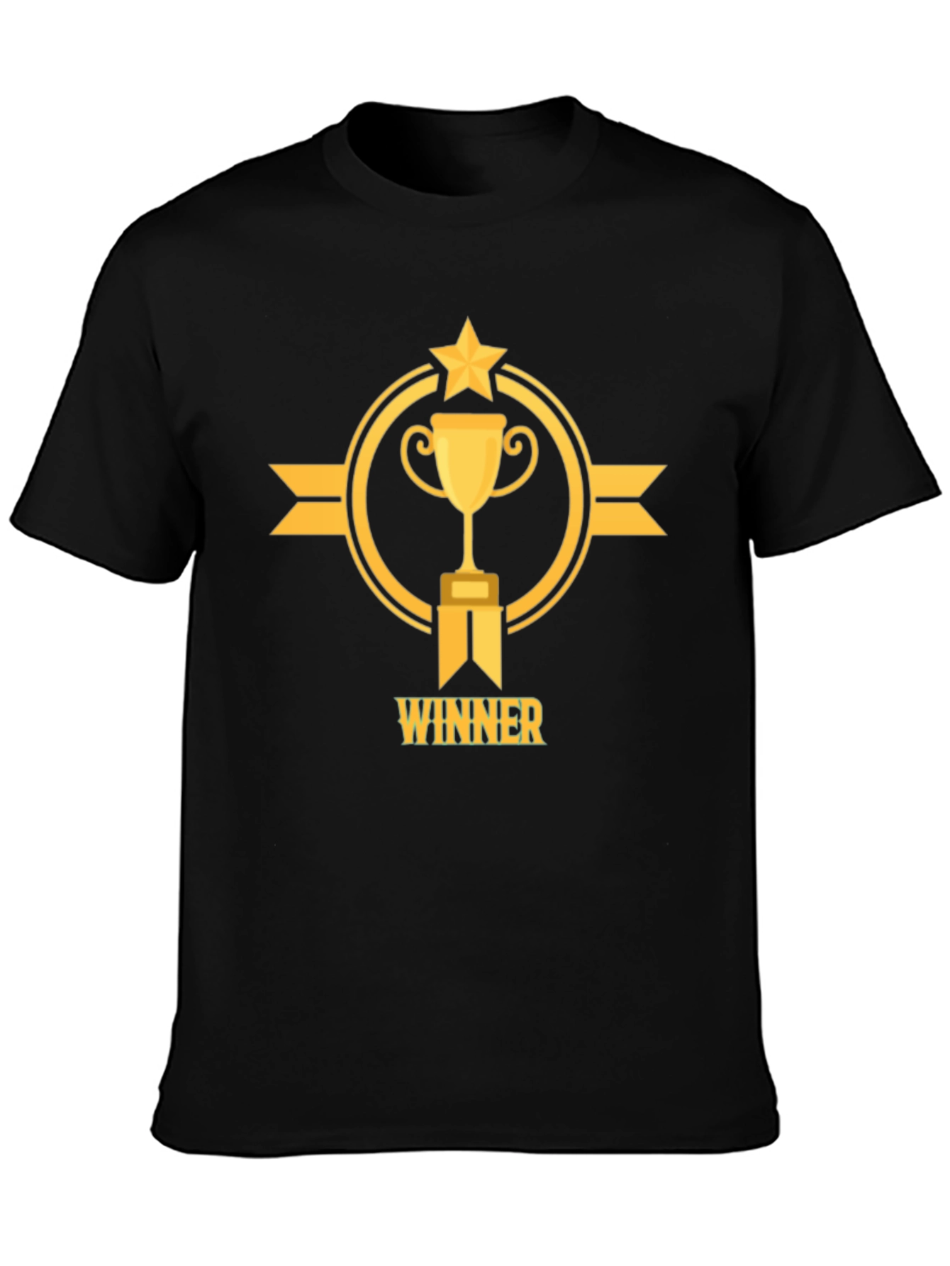 Winner Trophy Graphic Tee - Black Cotton T-Shirt
