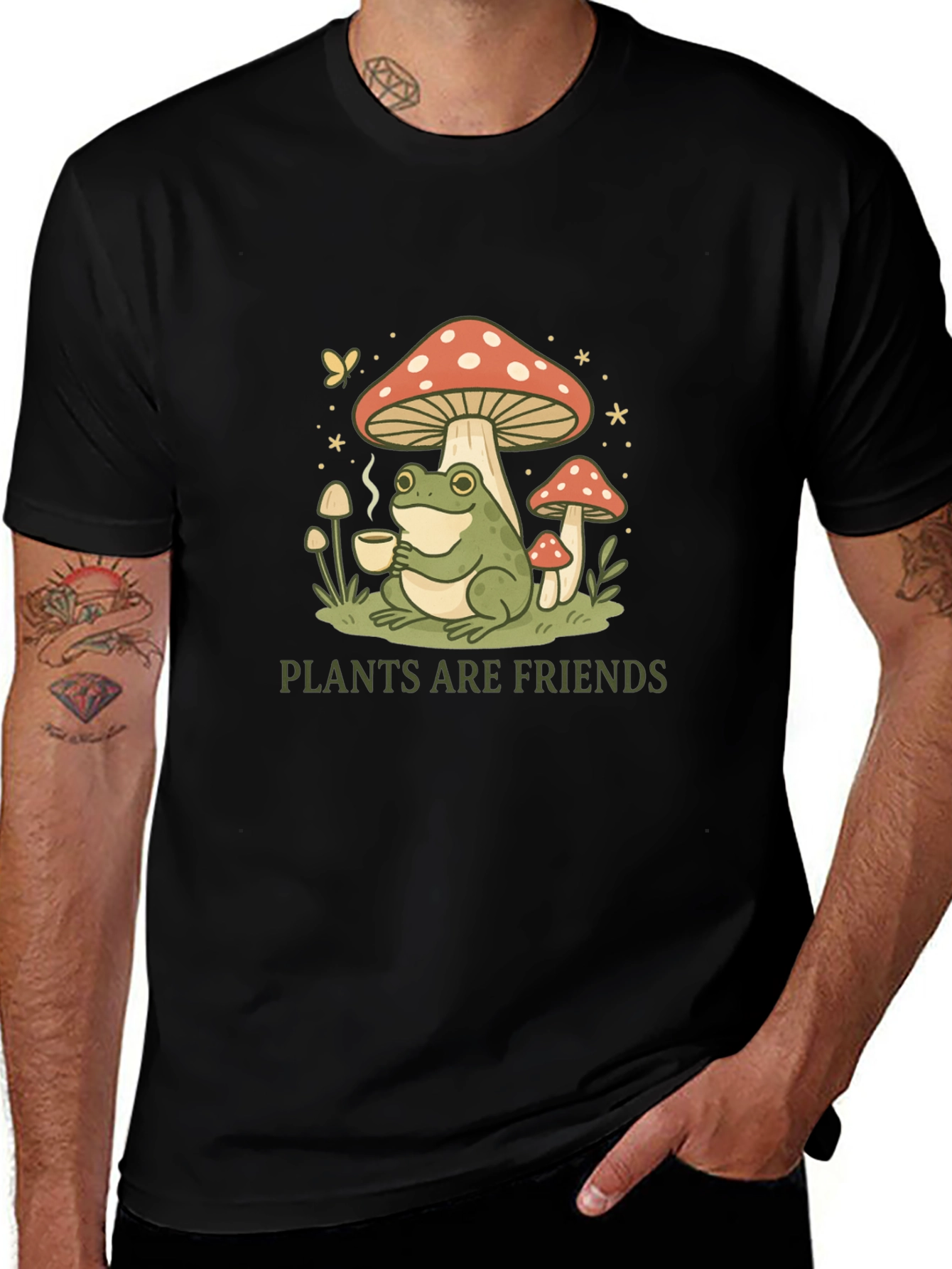 Plants Are Friends Graphic Tee - Mushroom Frog