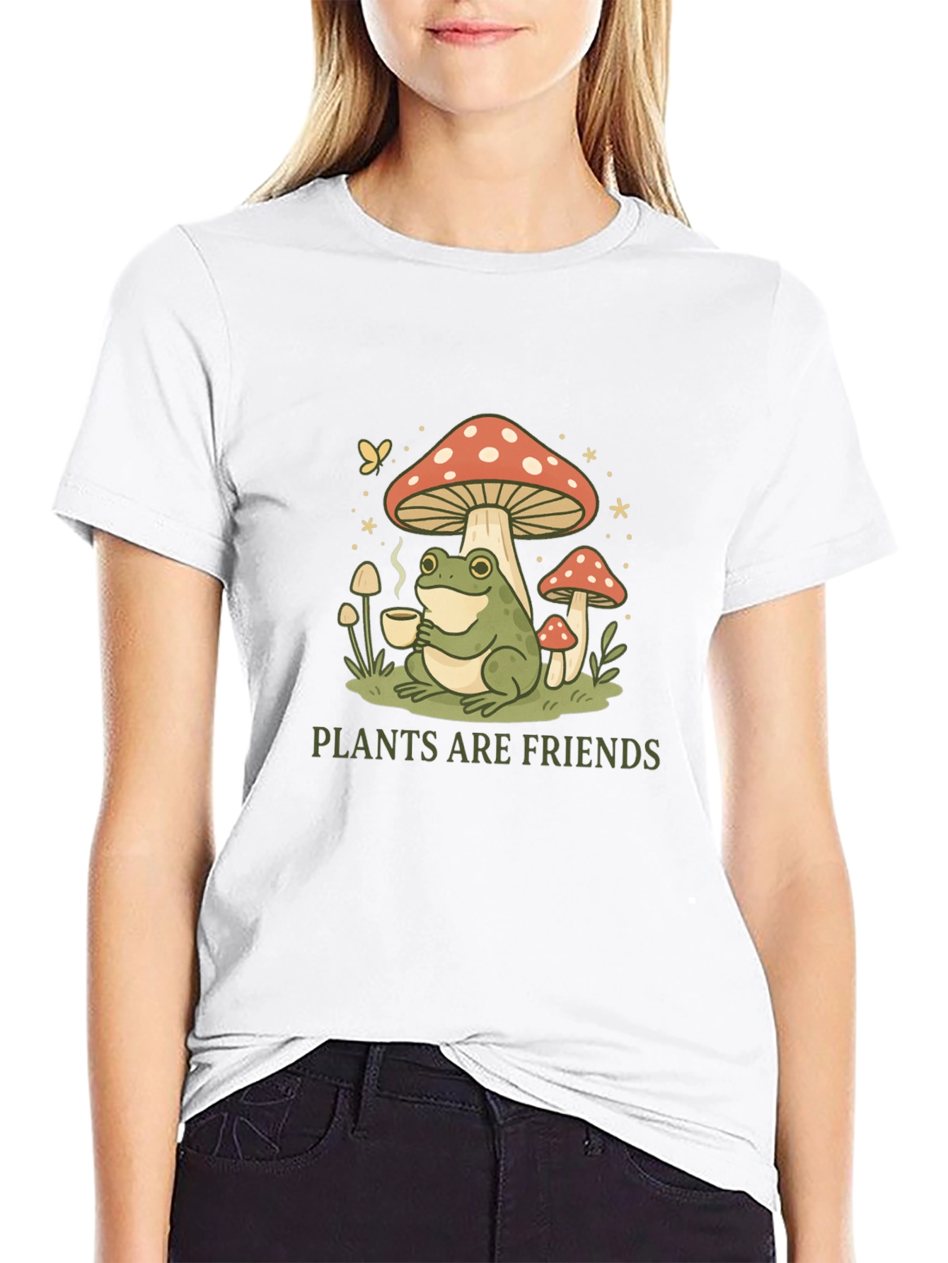 Plants Are Friends Graphic Tee - Mushroom Frog