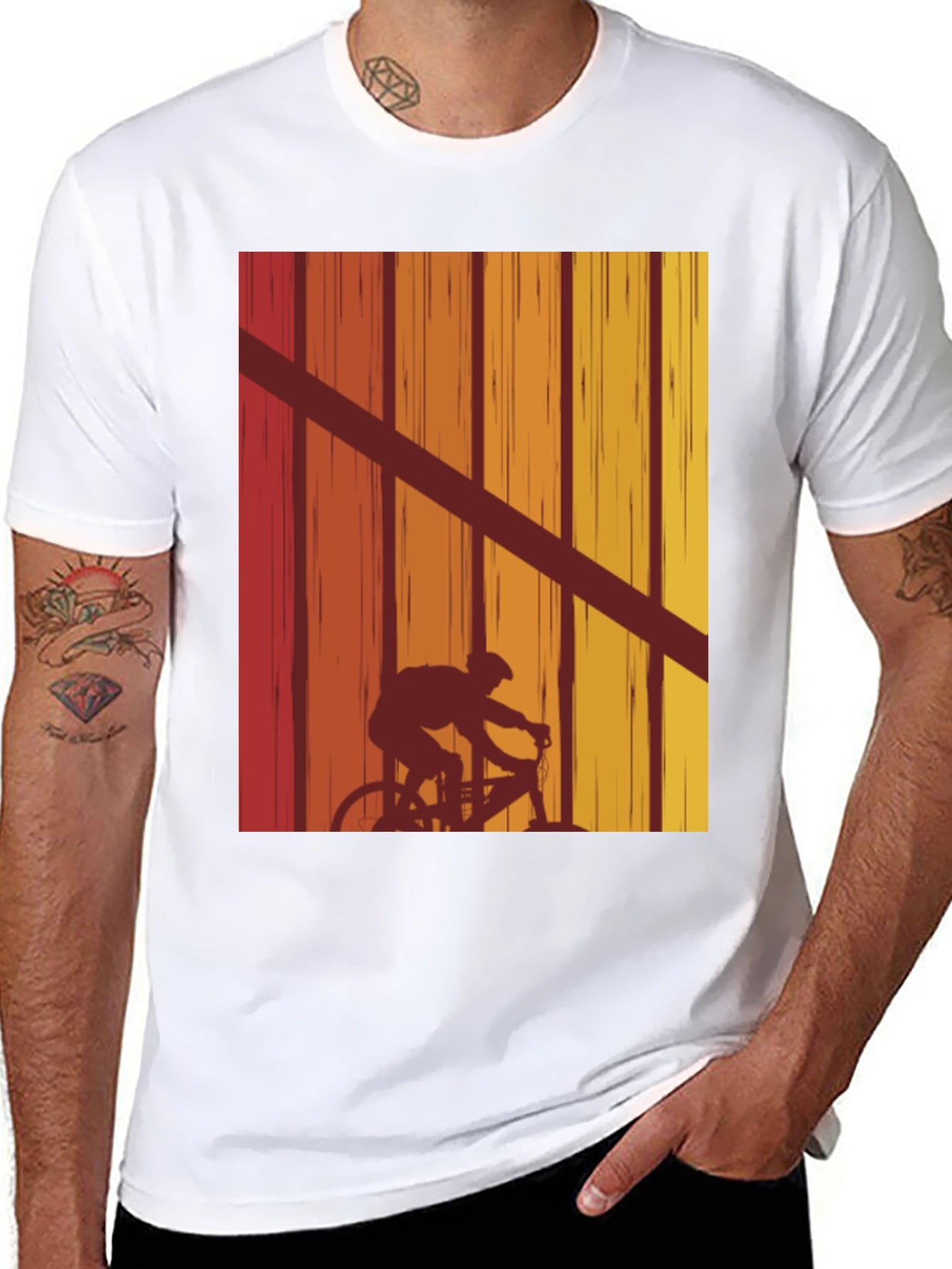 Retro Cycling T-Shirt - Sunset Ride Design