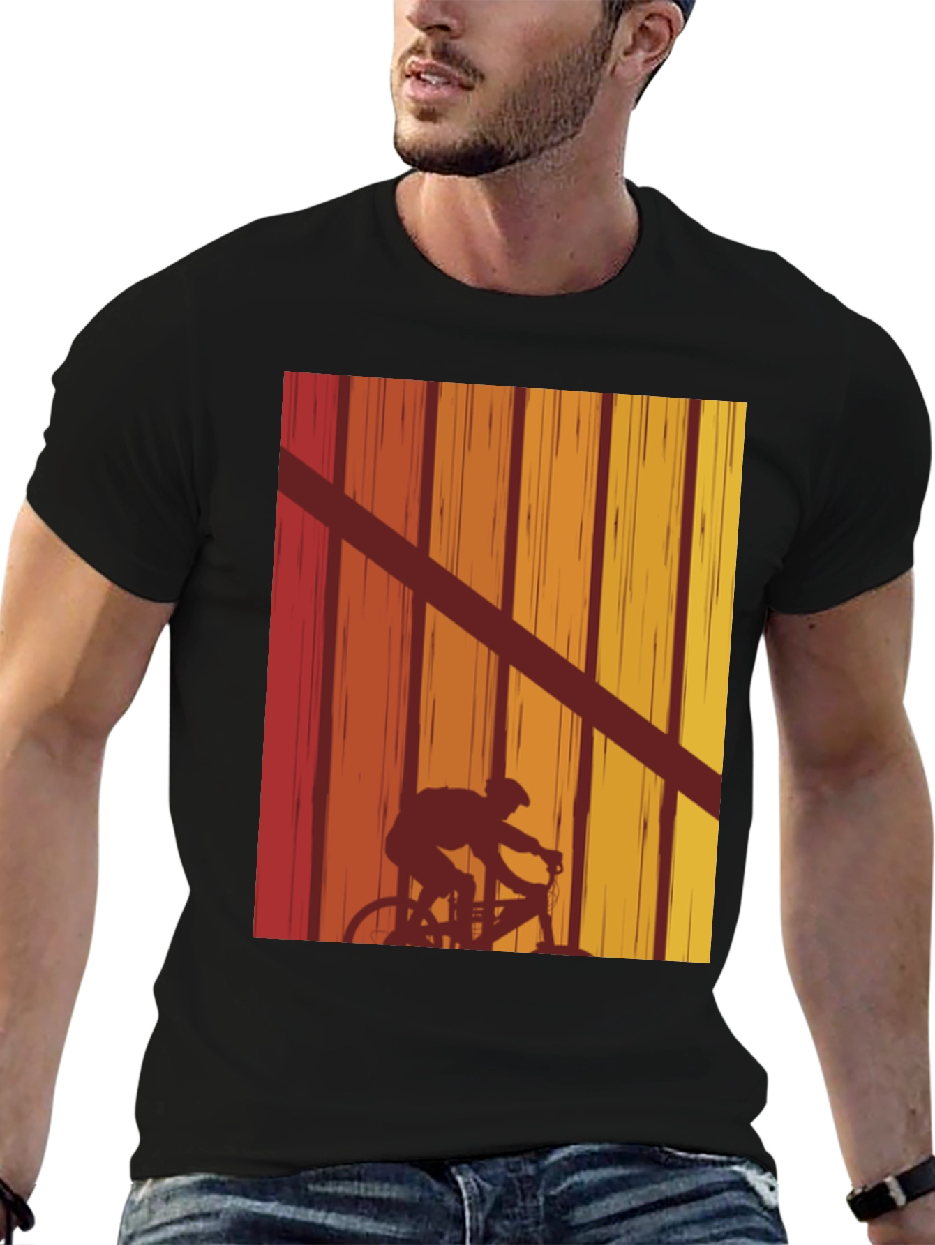 Retro Cycling T-Shirt - Sunset Ride Design