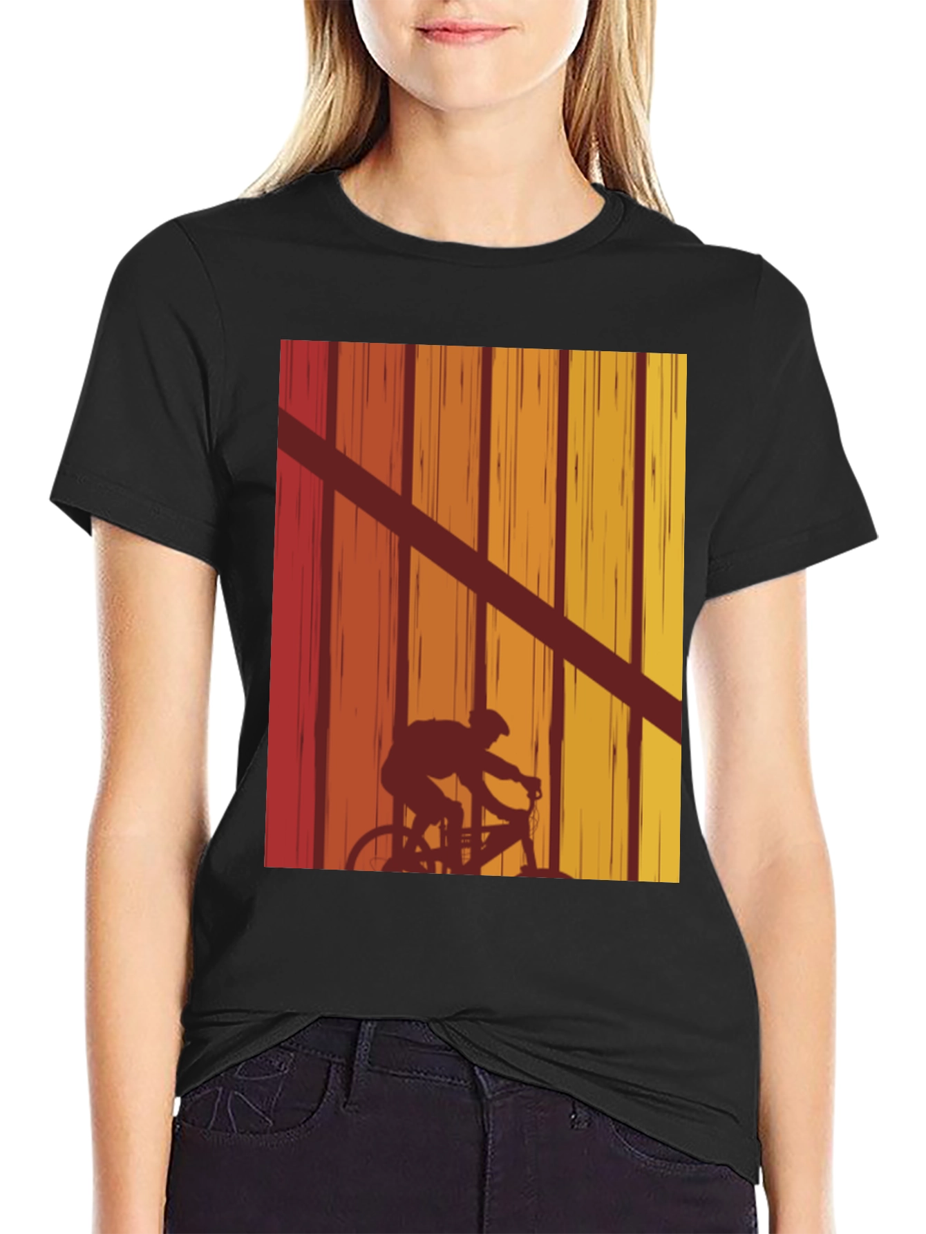 Retro Cycling T-Shirt - Sunset Ride Design