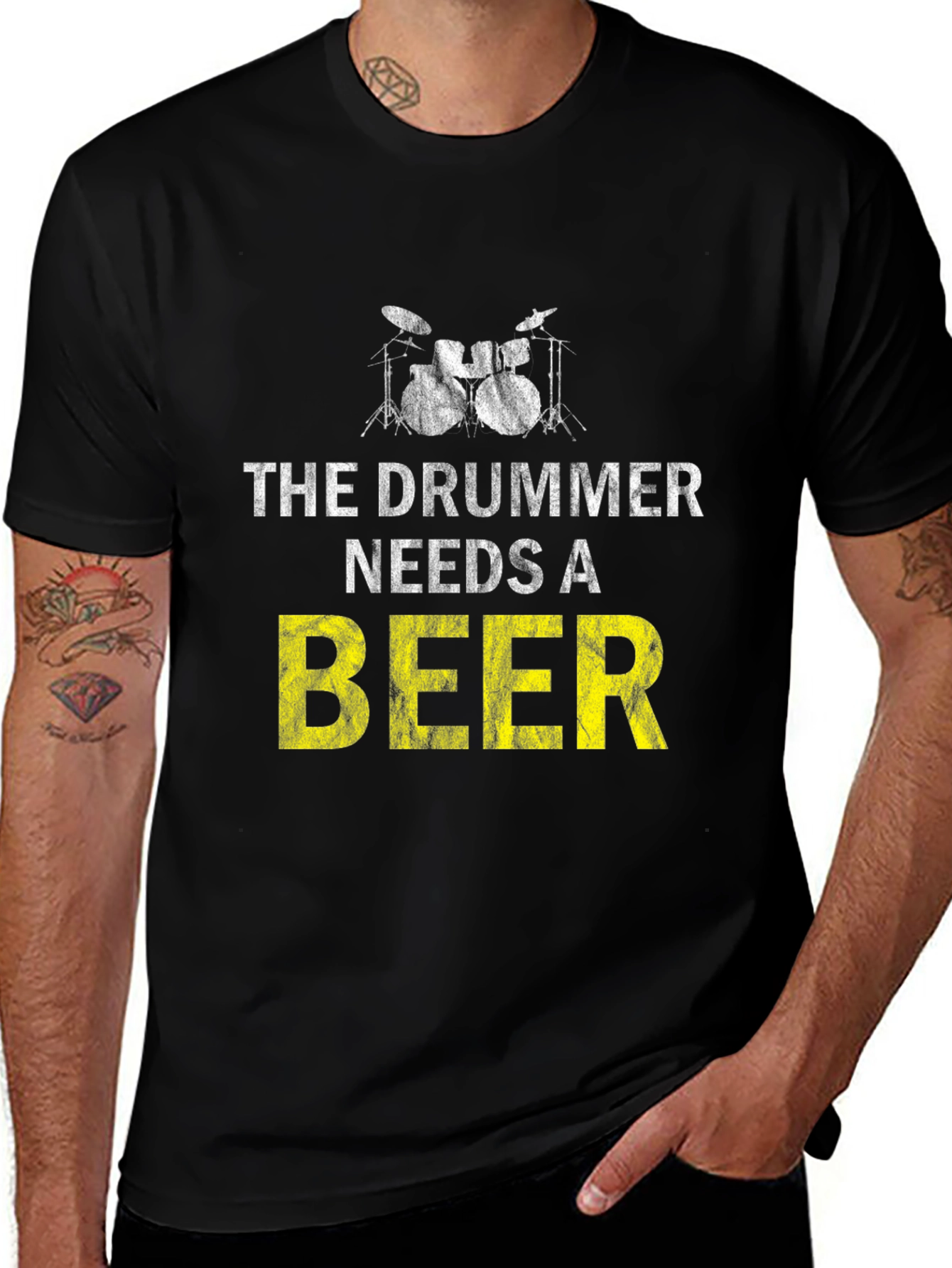 Drummer Needs Beer T-Shirt - Music Lover Tee