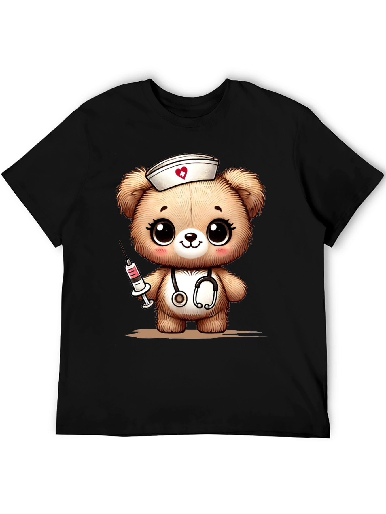 Nurse Bear Graphic T-Shirt - Black