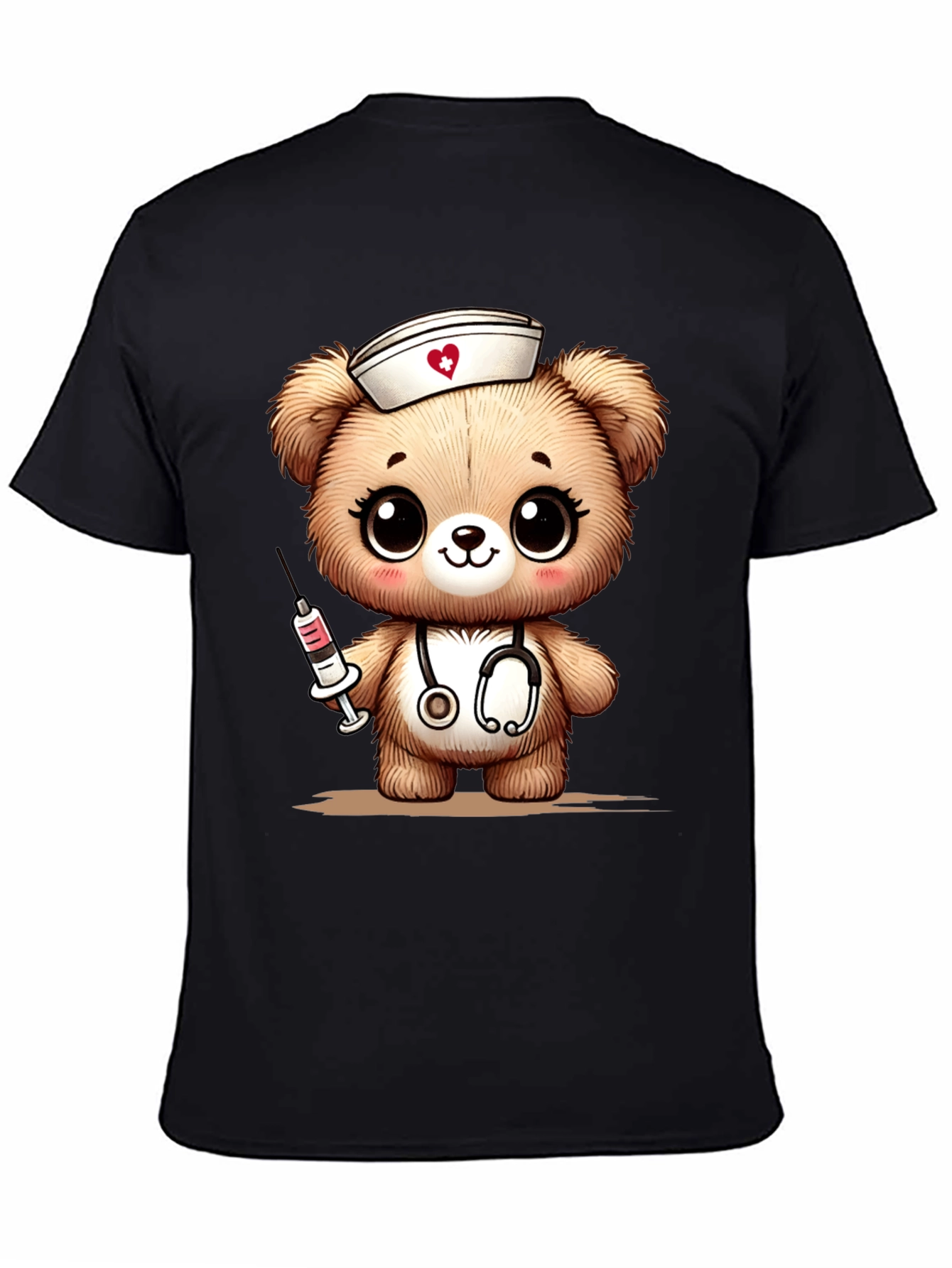 Nurse Bear Graphic T-Shirt - Black