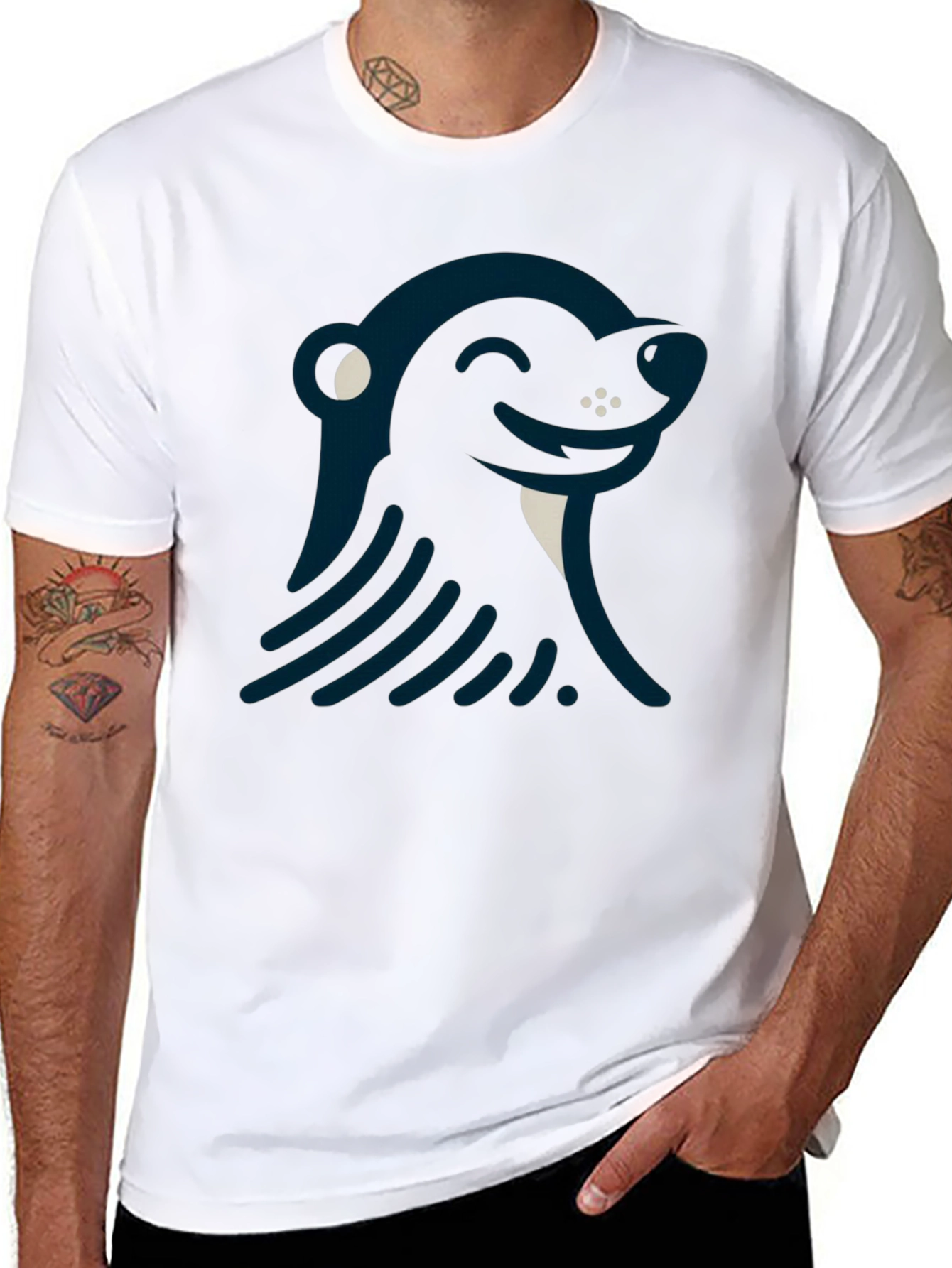 Cool Graphic Tee - Smiling Wolverine Design