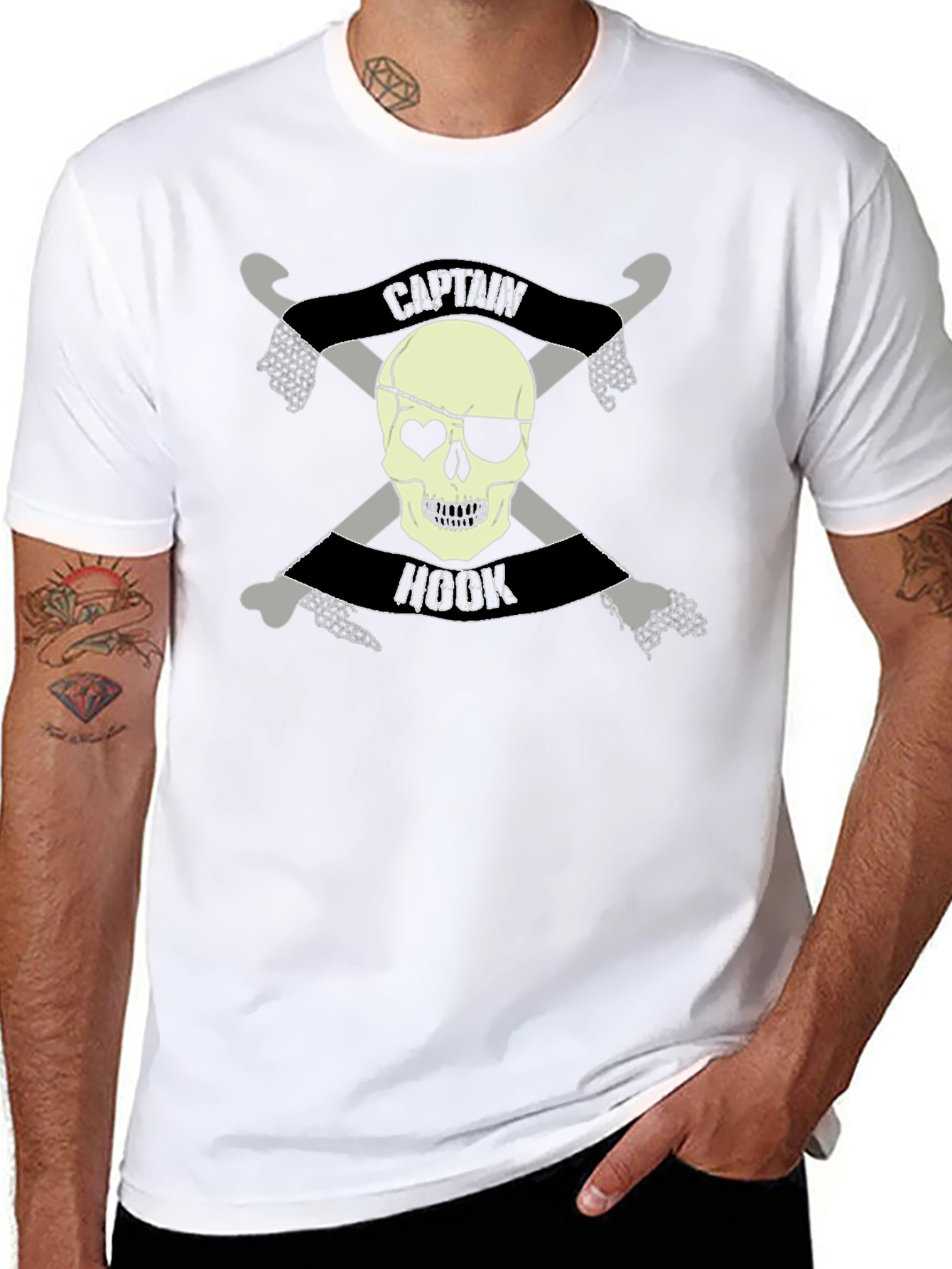 Captain Hook Skull Graphic T-Shirt - Pirate Style