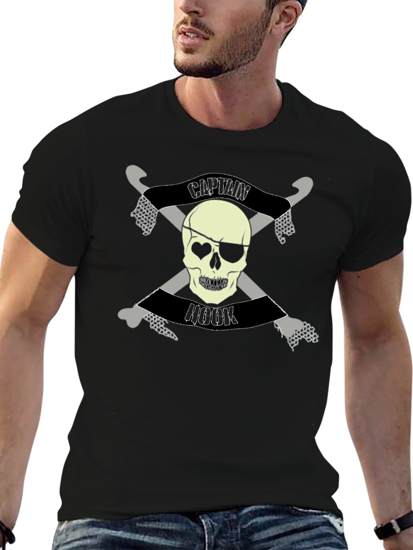 Captain Hook Skull Graphic T-Shirt - Pirate Style