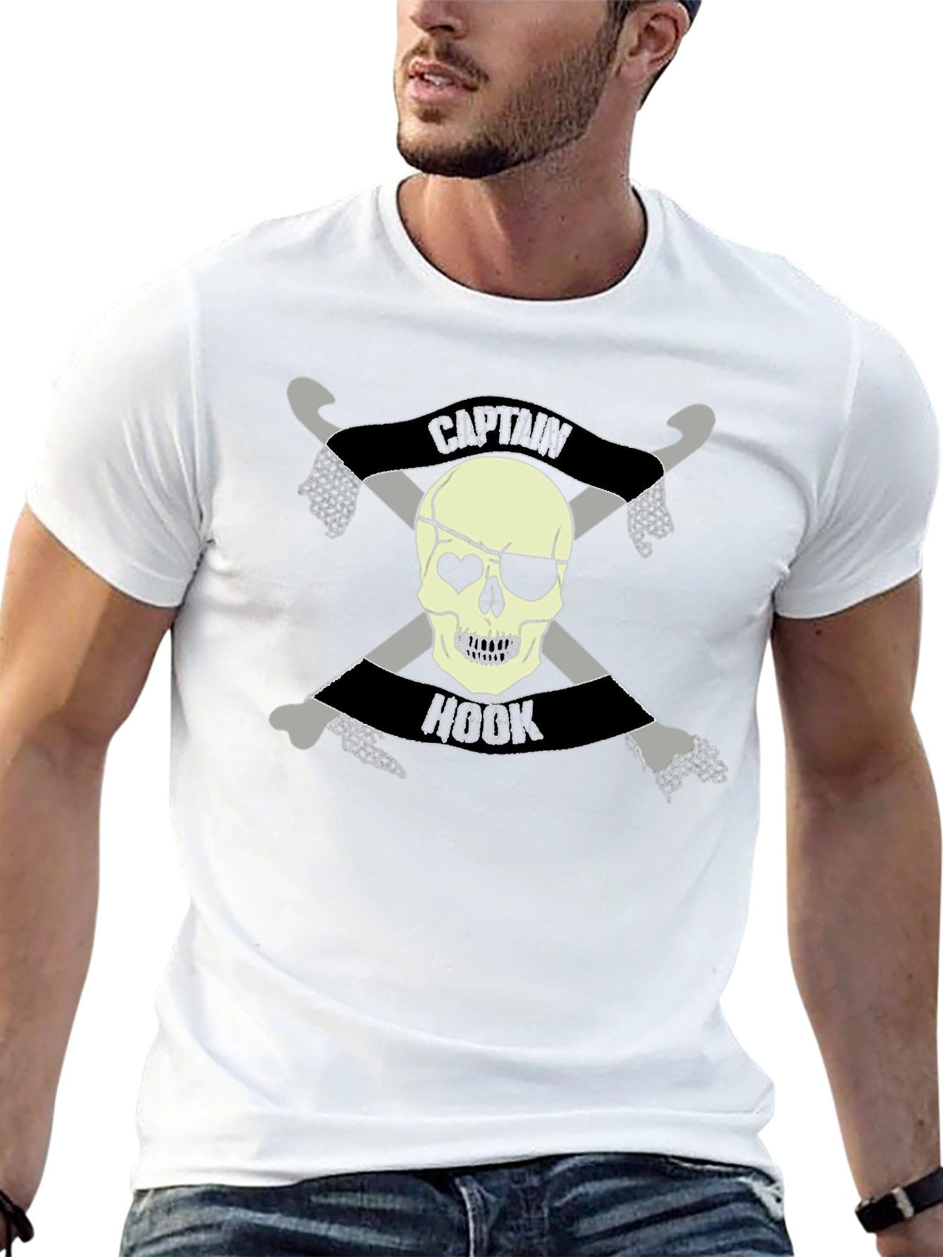 Captain Hook Skull Graphic T-Shirt - Pirate Style
