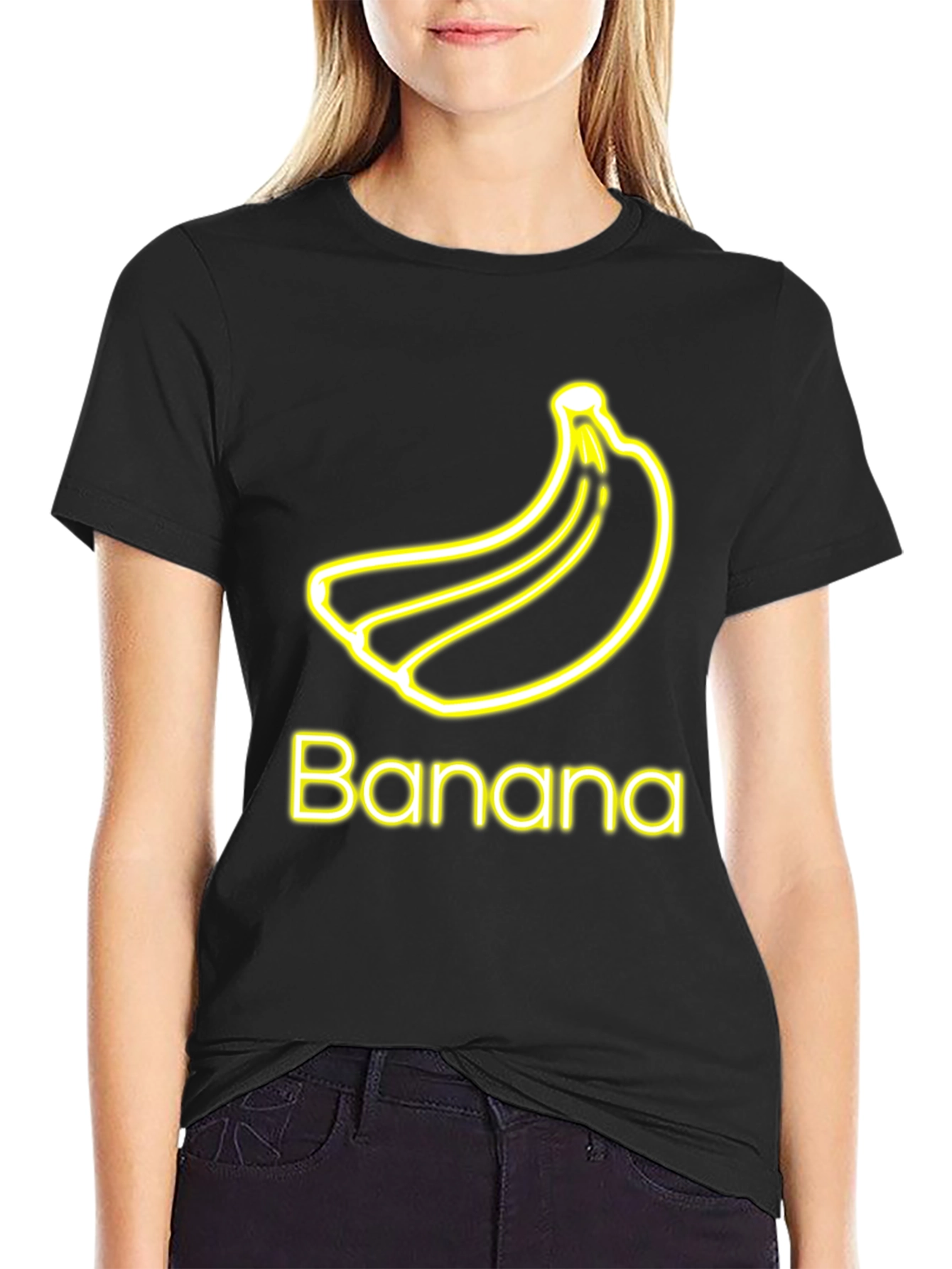 Banana Neon Graphic Tee - Casual Black T-Shirt