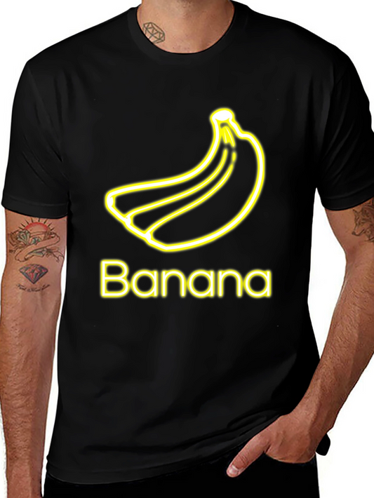 Banana Neon Graphic Tee - Casual Black T-Shirt