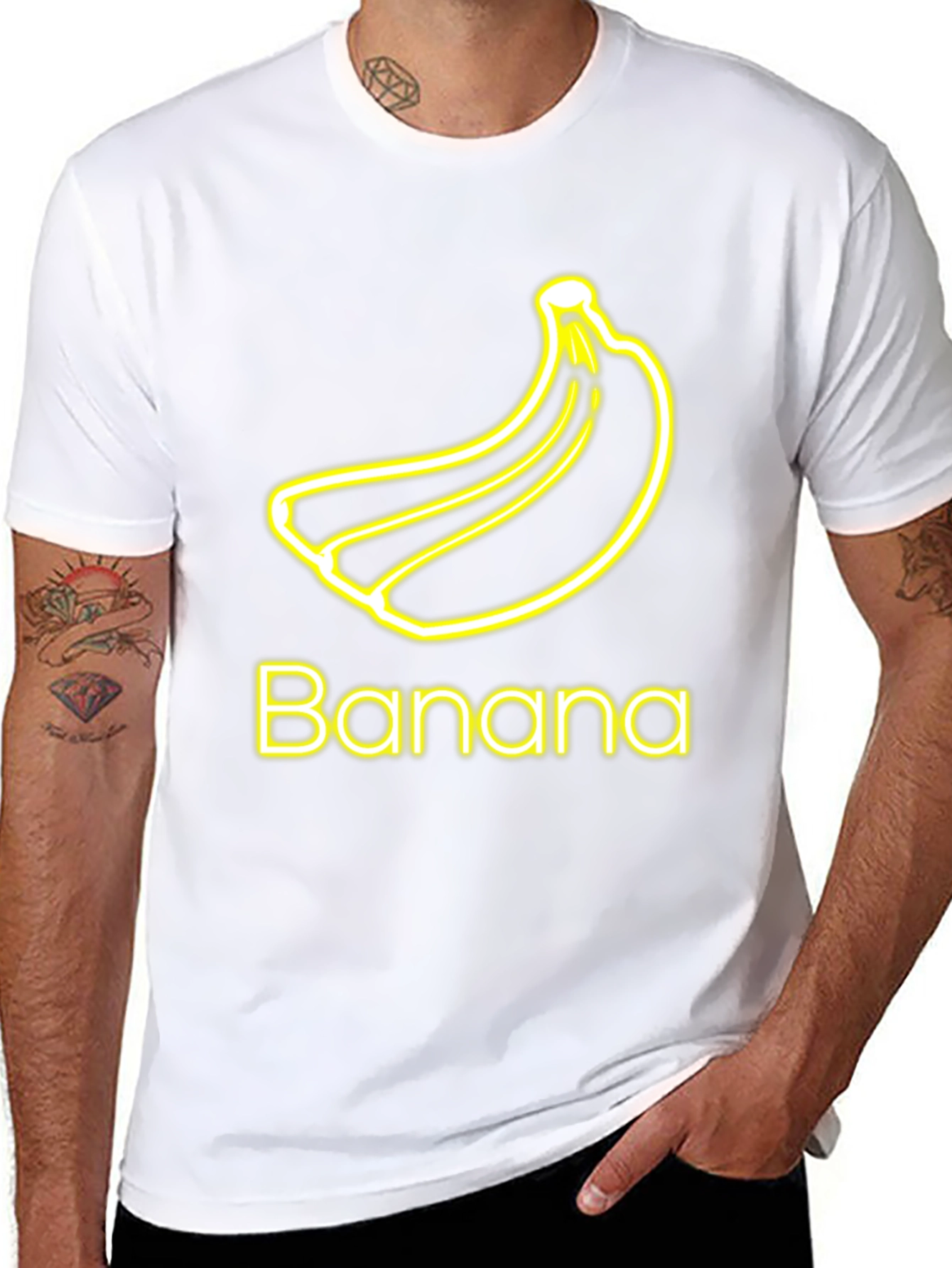 Banana Neon Graphic Tee - Casual Black T-Shirt