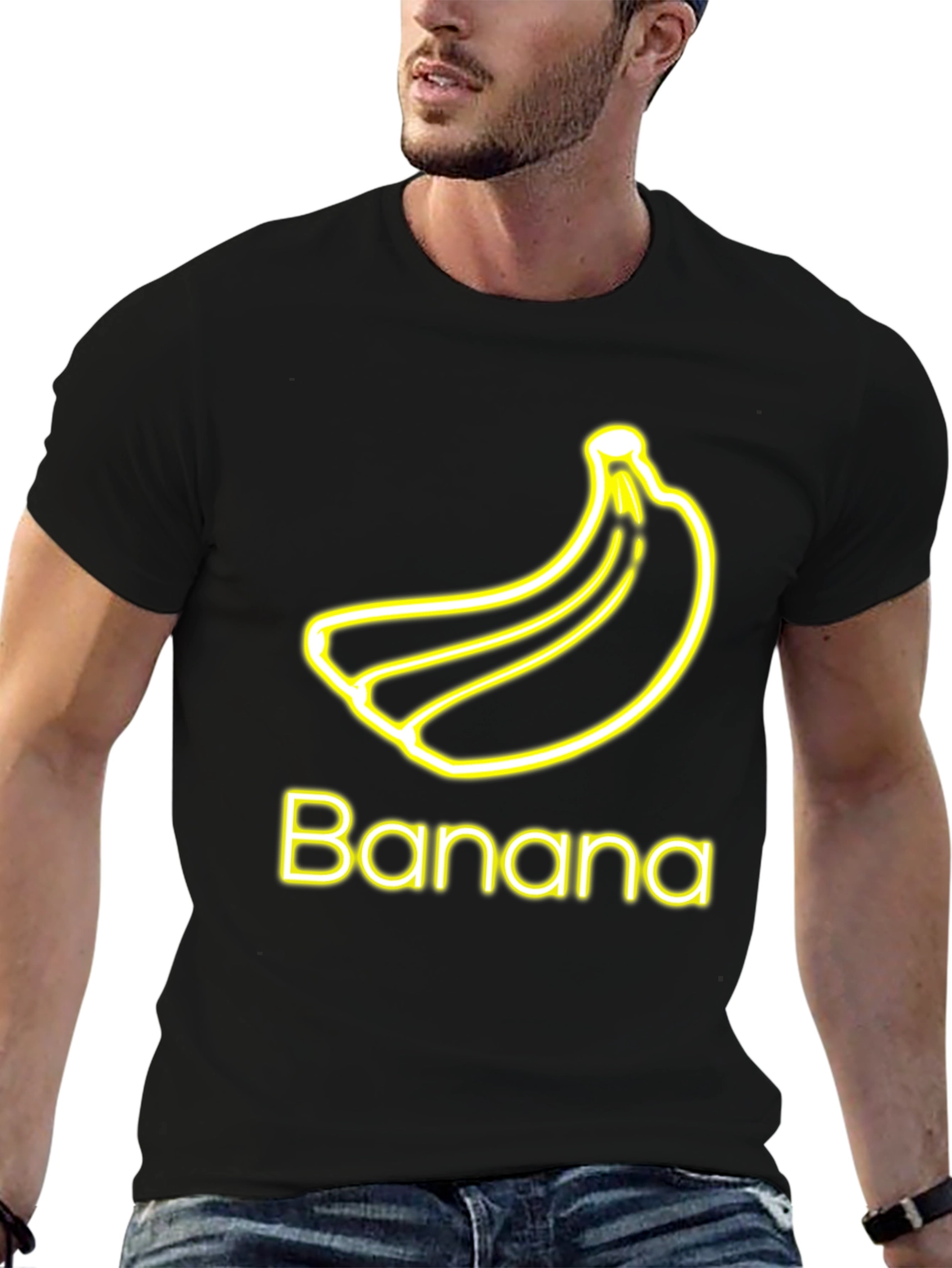 Banana Neon Graphic Tee - Casual Black T-Shirt
