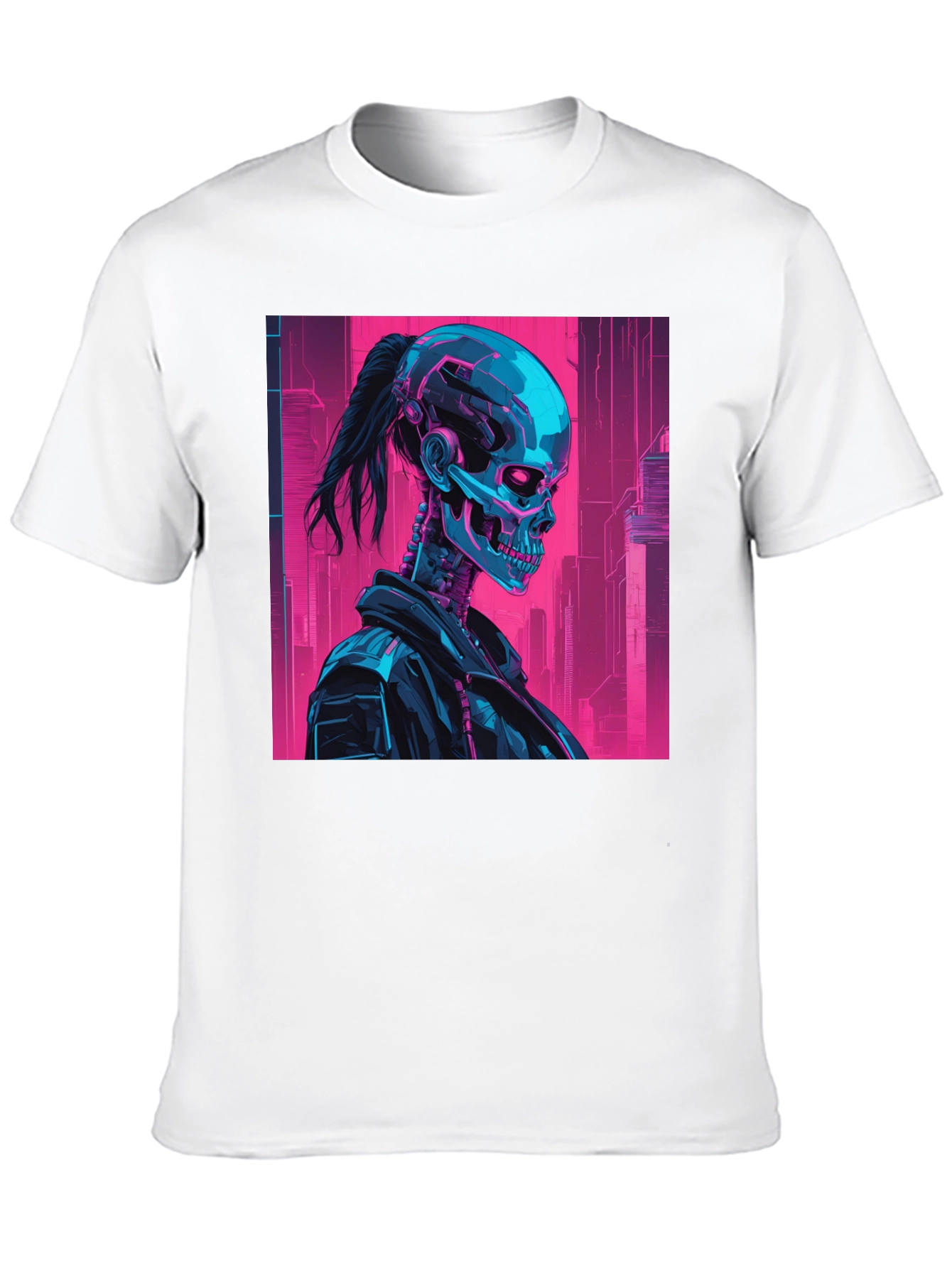 Cyberpunk Skull Graphic Tee - Black