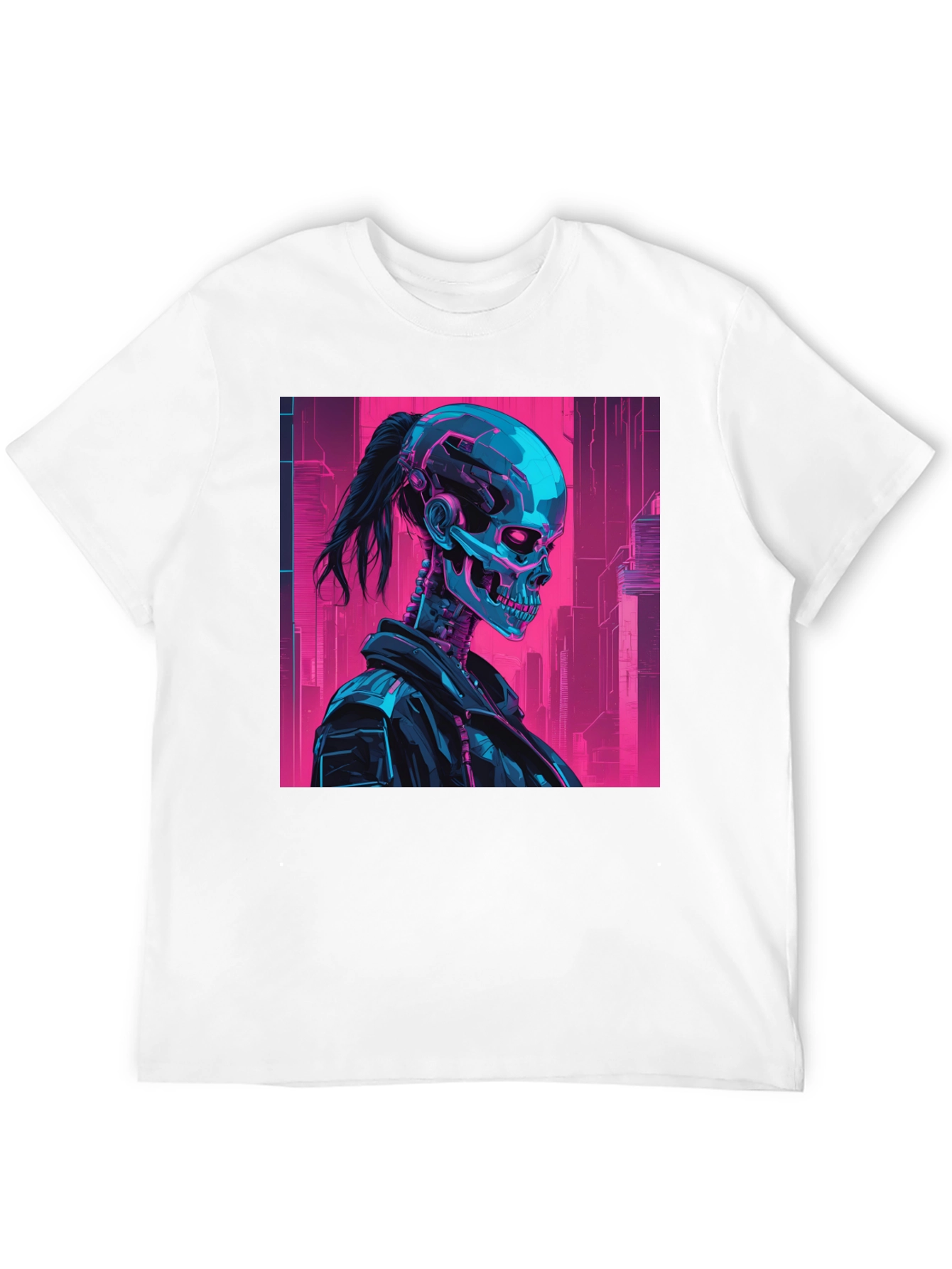 Cyberpunk Skull Graphic Tee - Black