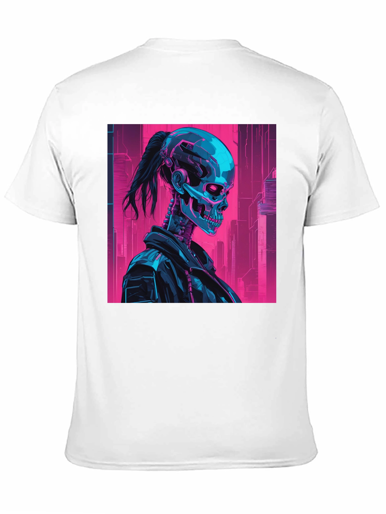 Cyberpunk Skull Graphic Tee - Black