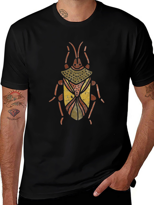 Unique Beetle Graphic Print Black T-Shirt