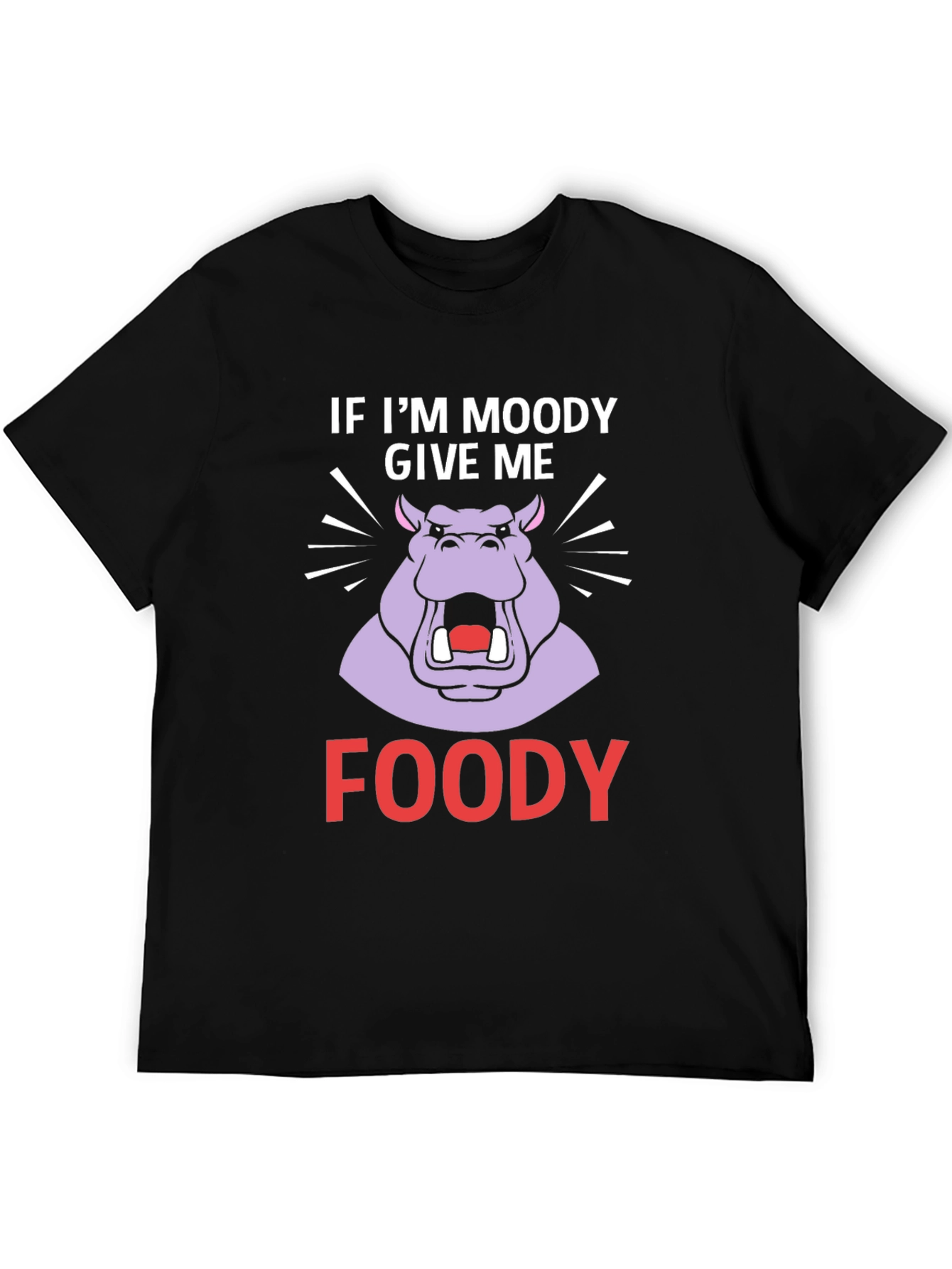 Moody Hippo Foody T-Shirt Funny Graphic Tee