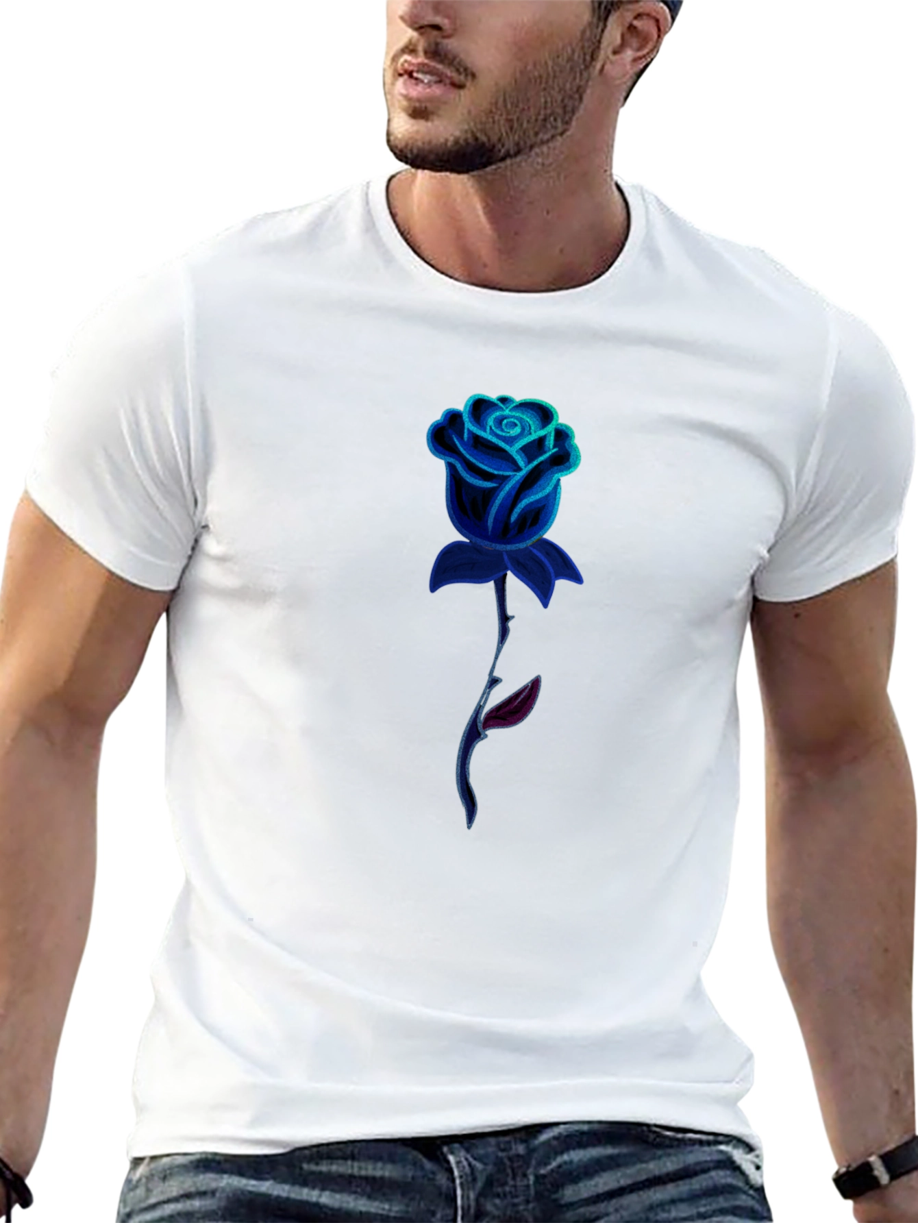 Mens Black Rose Graphic Tee
