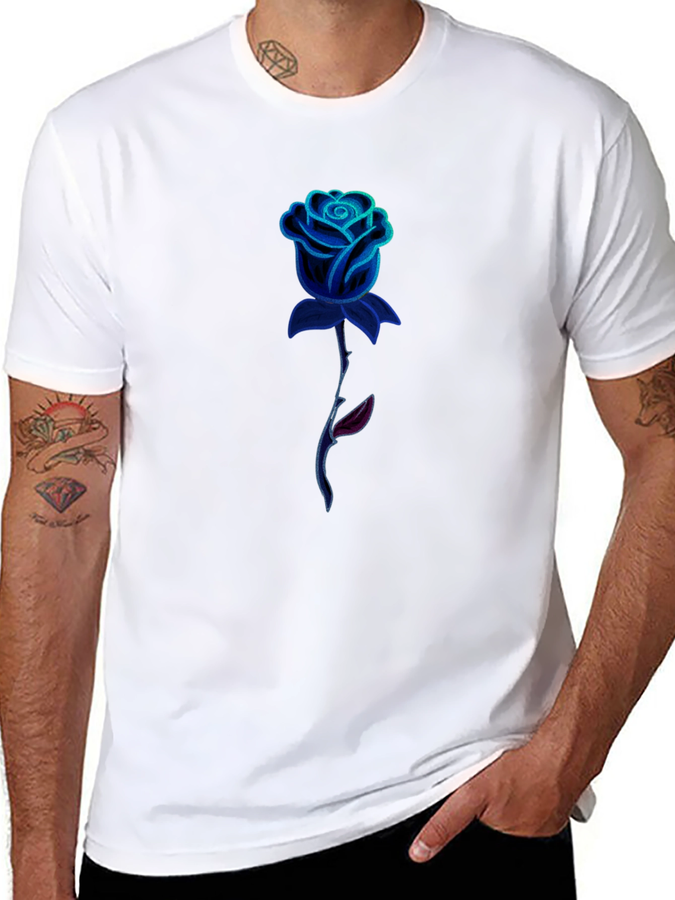Mens Black Rose Graphic Tee