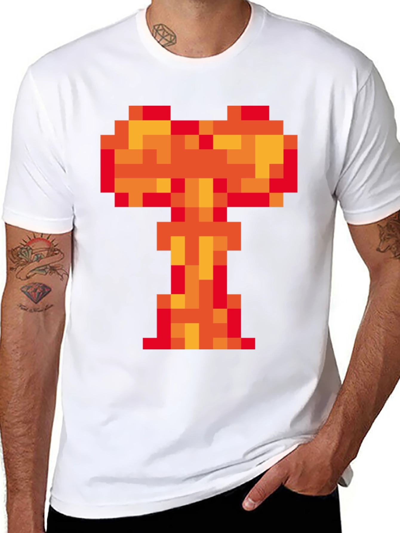 Pixel Fire T-Shirt - Retro Gaming Style