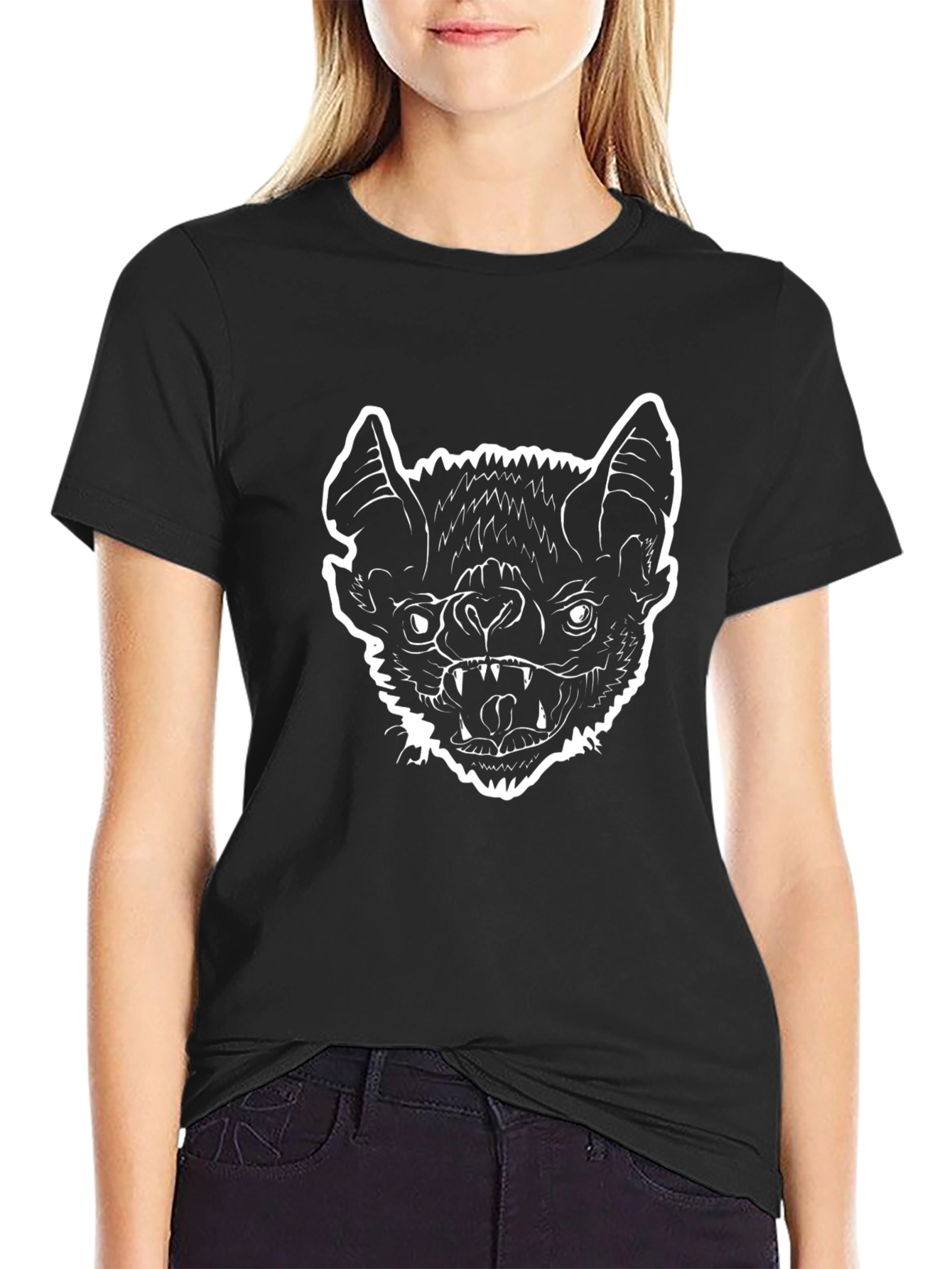 Bat Graphic Print Black T-Shirt