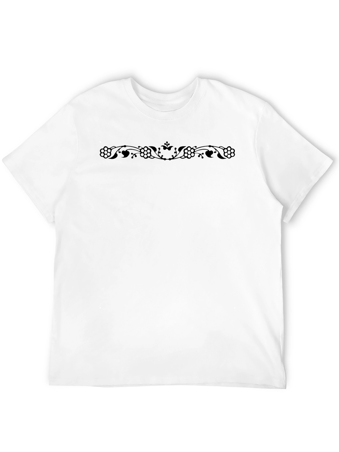 Floral Border Black T-Shirt