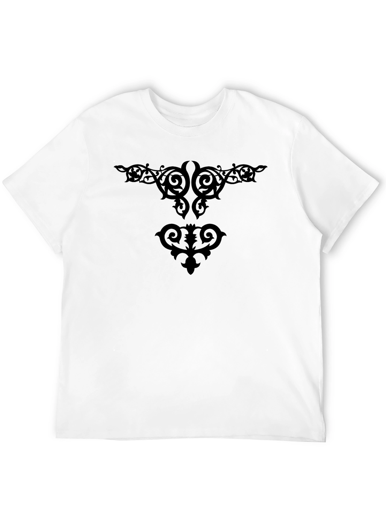 Stylish Black Tee with Ornate Tribal Design