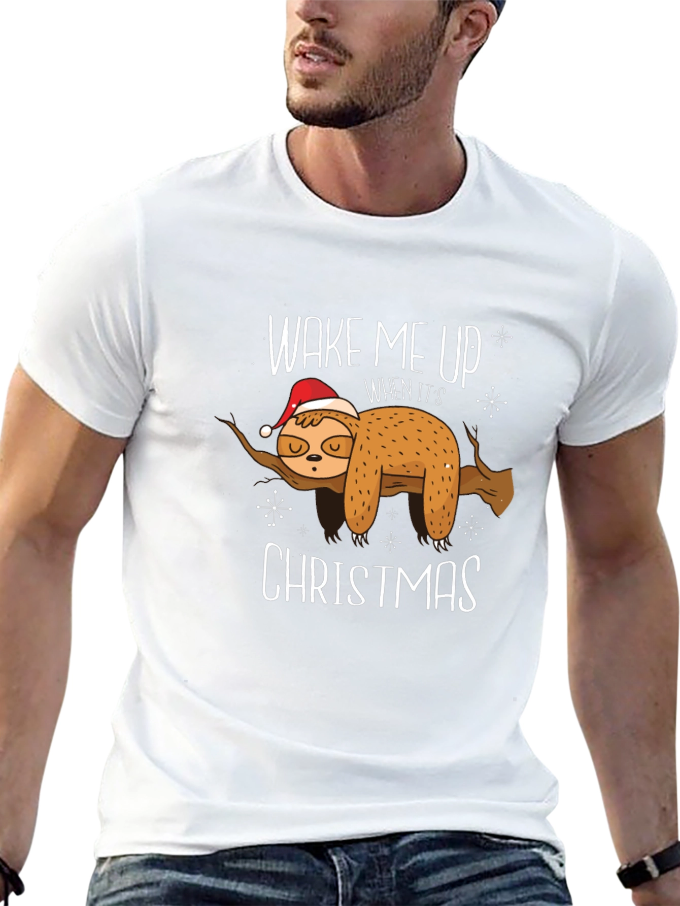 Wake Me Up Christmas Sloth Graphic Tee