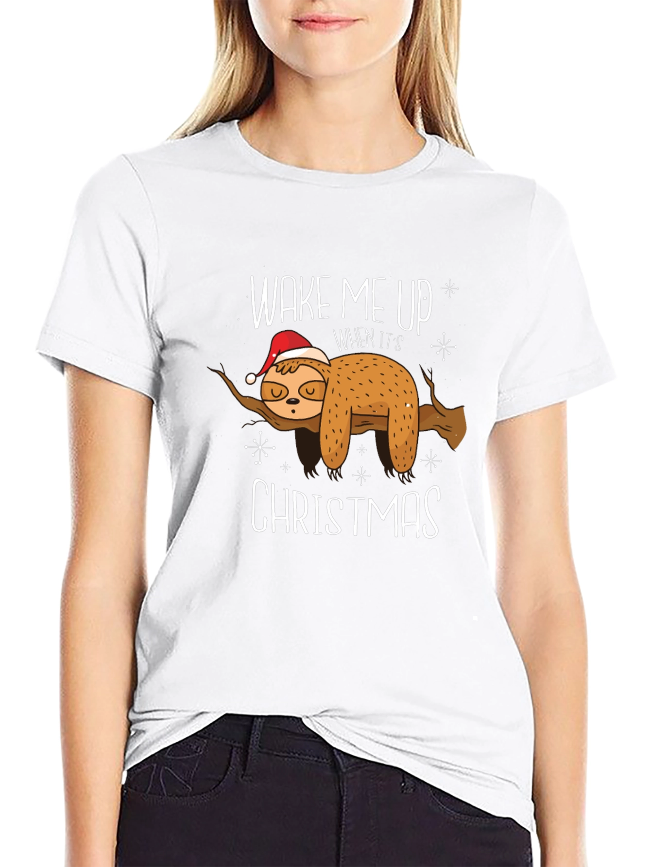 Wake Me Up Christmas Sloth Graphic Tee