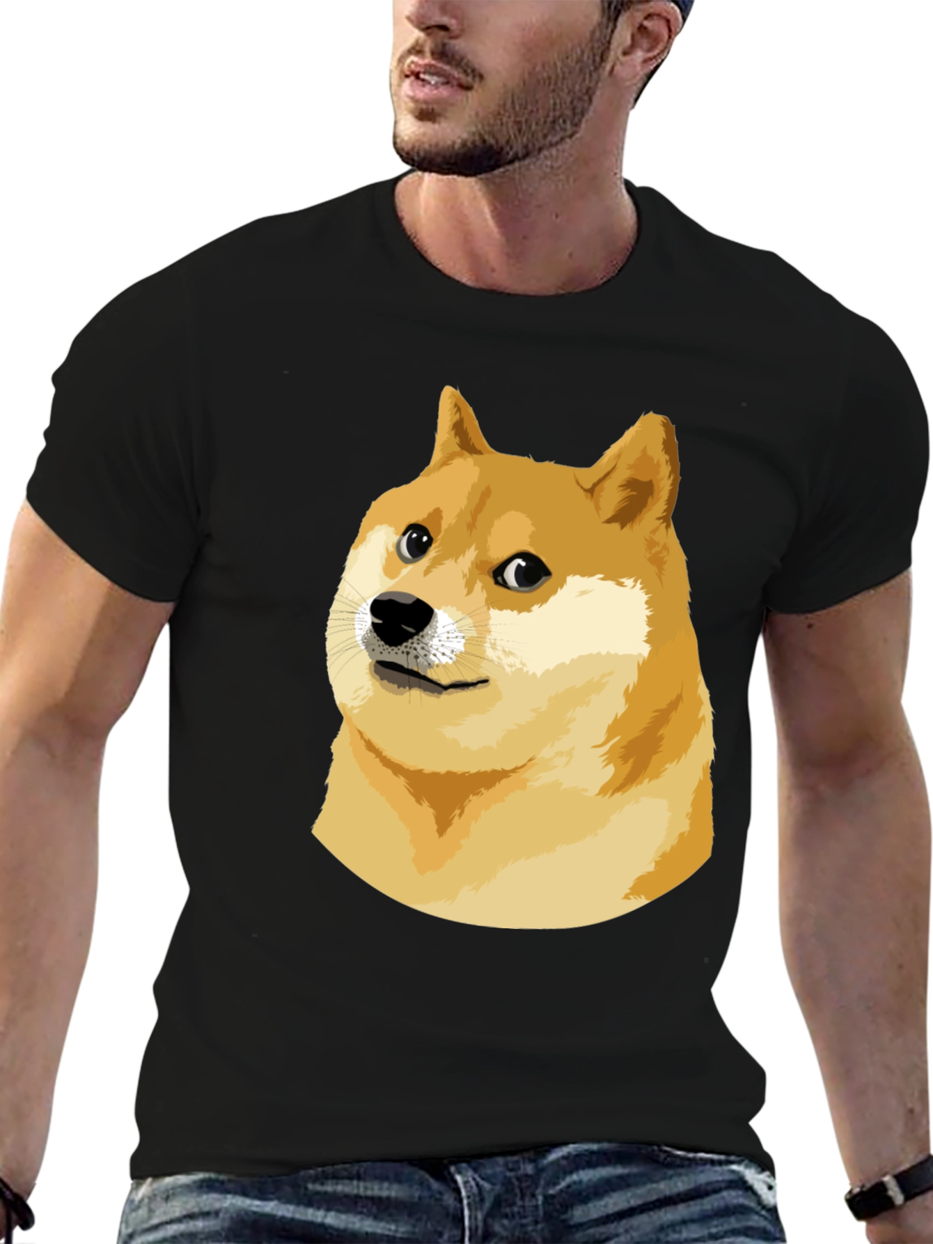 Doge Meme Graphic Tee - Black Cotton T-Shirt