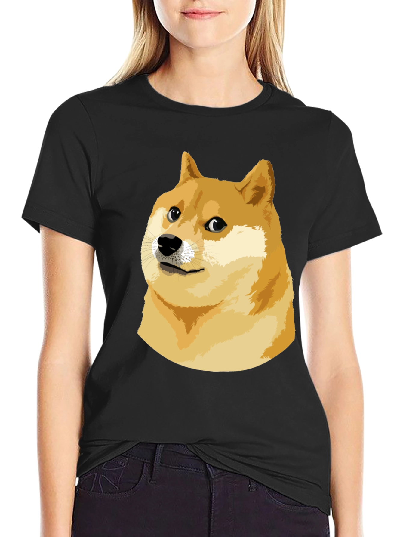 Doge Meme Graphic Tee - Black Cotton T-Shirt