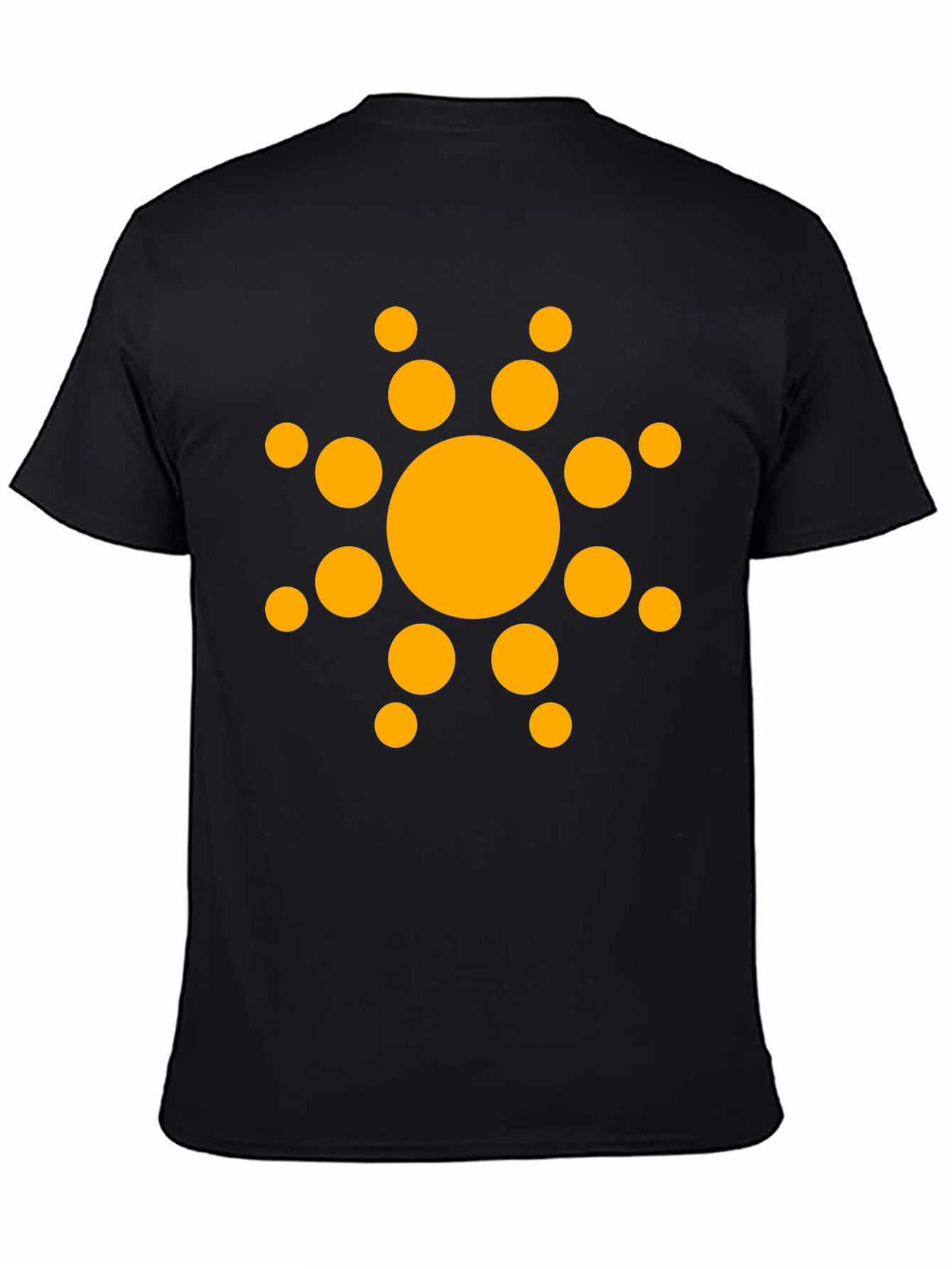 Black T-Shirt with Orange Sun Design