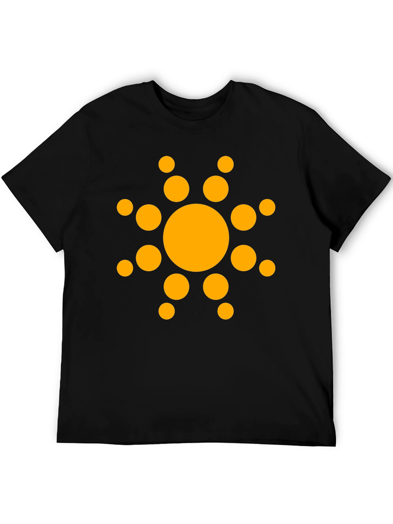Black T-Shirt with Orange Sun Design