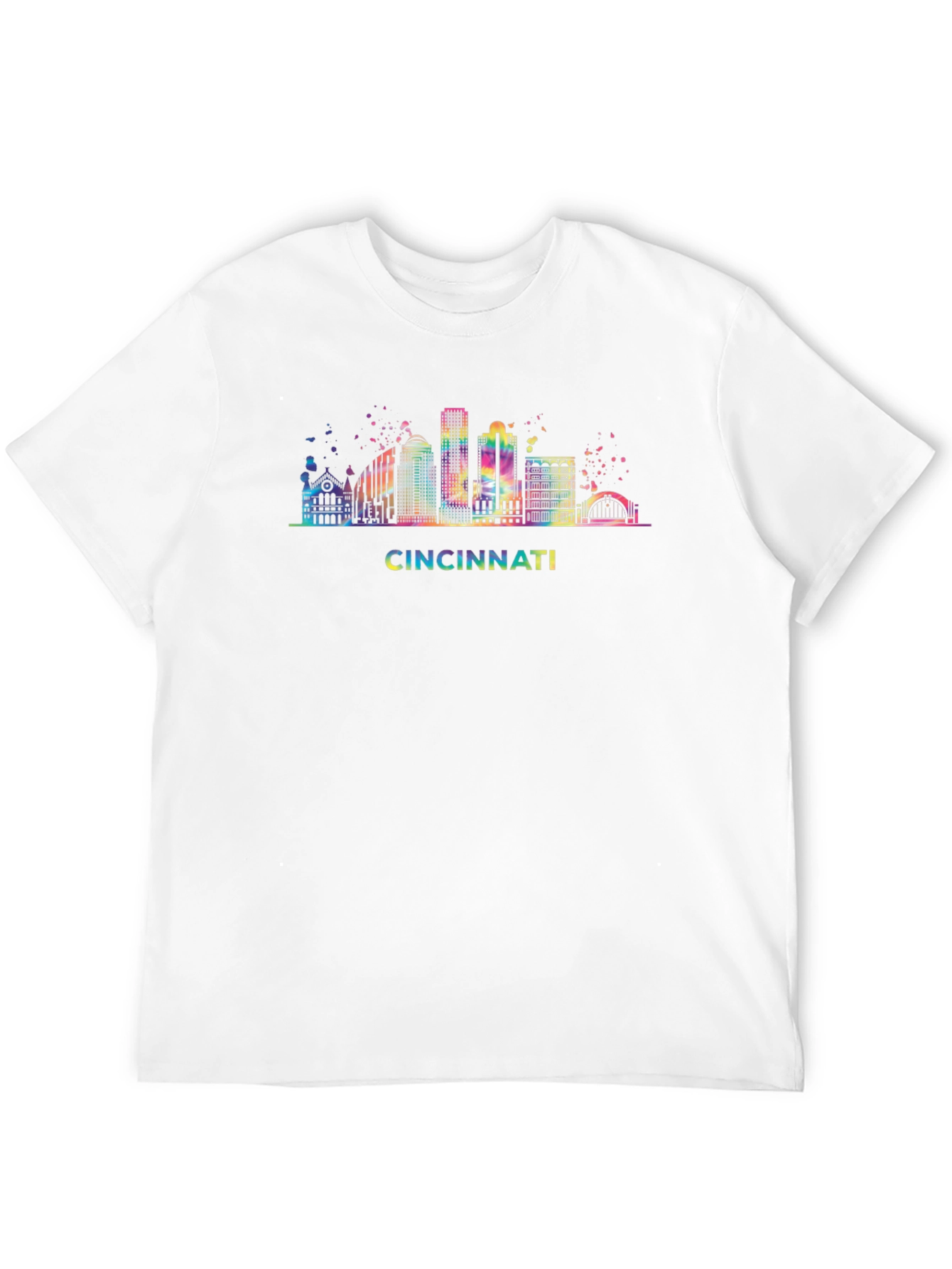 Cincinnati Skyline T-Shirt - Vibrant Rainbow Design