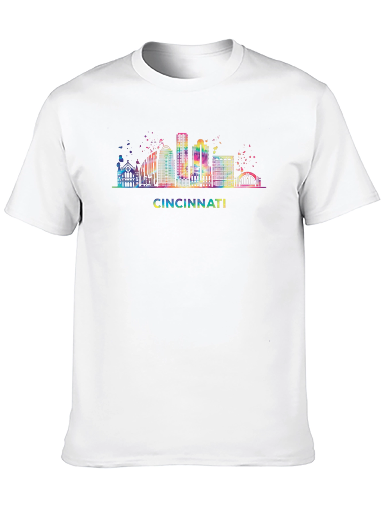 Cincinnati Skyline T-Shirt - Vibrant Rainbow Design