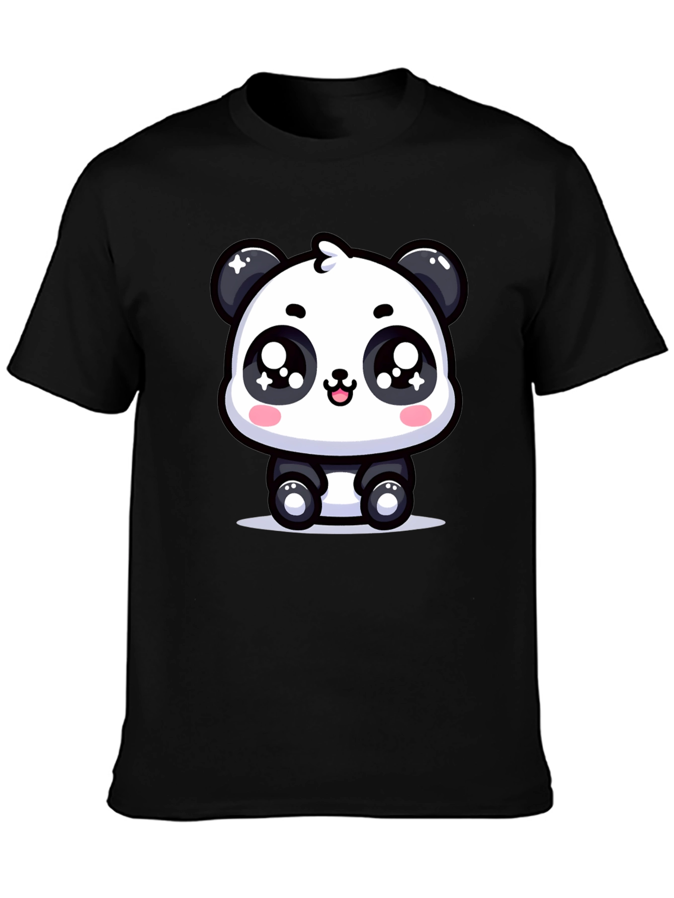 Cute Panda Graphic T-Shirt - Black