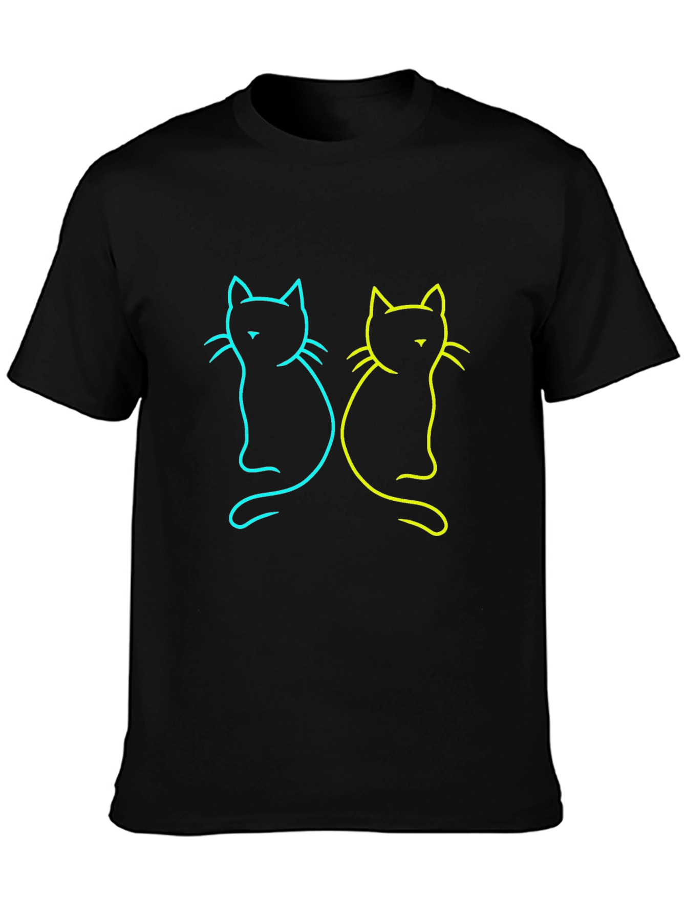 Neon Cat Graphic Tee - Stylish Black T-Shirt