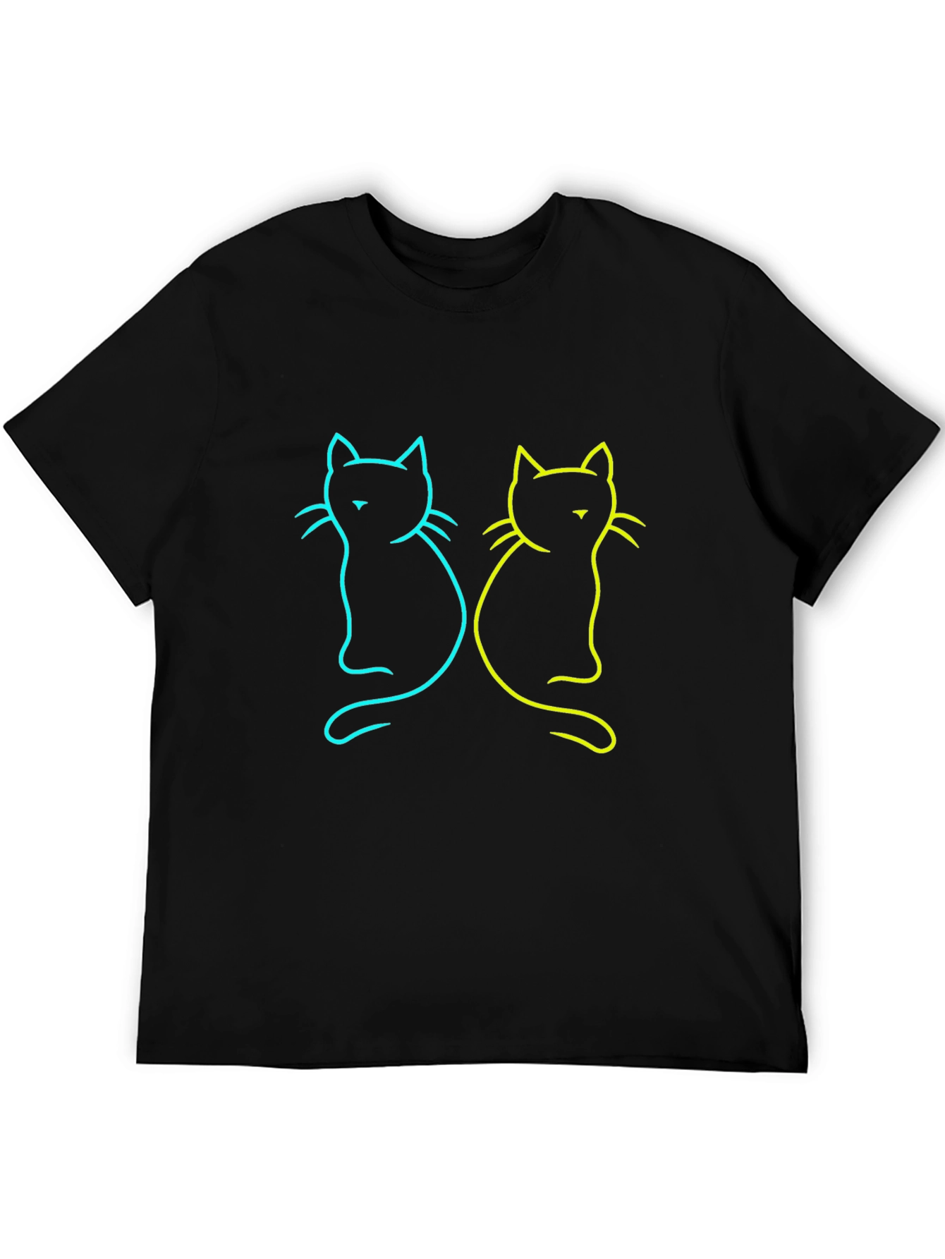 Neon Cat Graphic Tee - Stylish Black T-Shirt