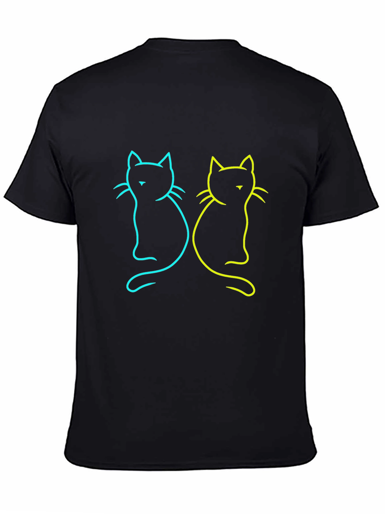 Neon Cat Graphic Tee - Stylish Black T-Shirt