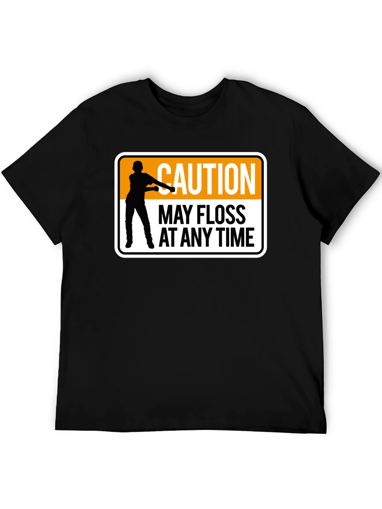 Caution May Floss At Any Time Black T-Shirt