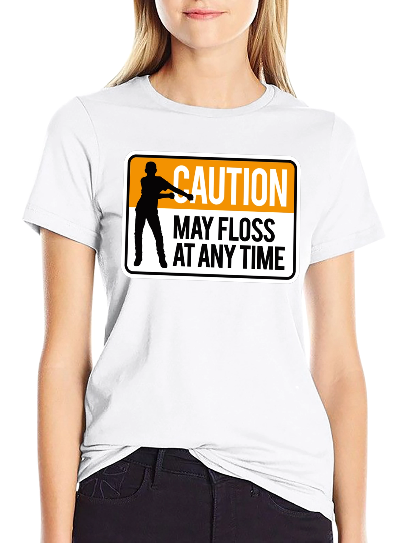 Caution May Floss At Any Time Black T-Shirt