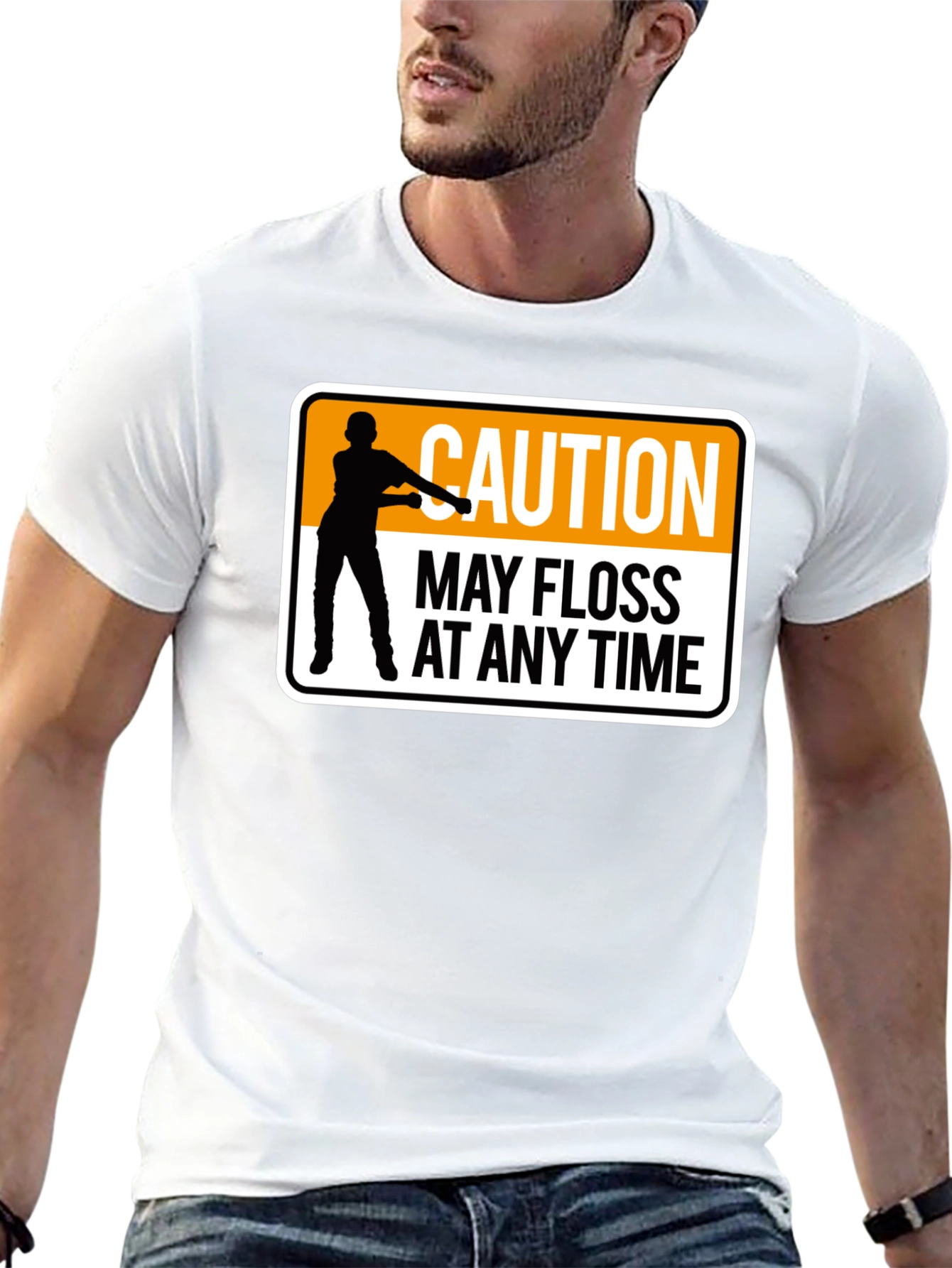 Caution May Floss At Any Time Black T-Shirt