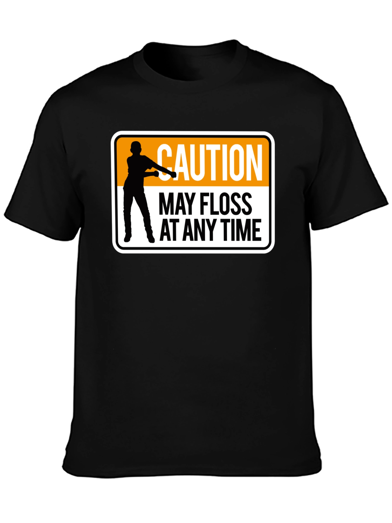 Caution May Floss At Any Time Black T-Shirt
