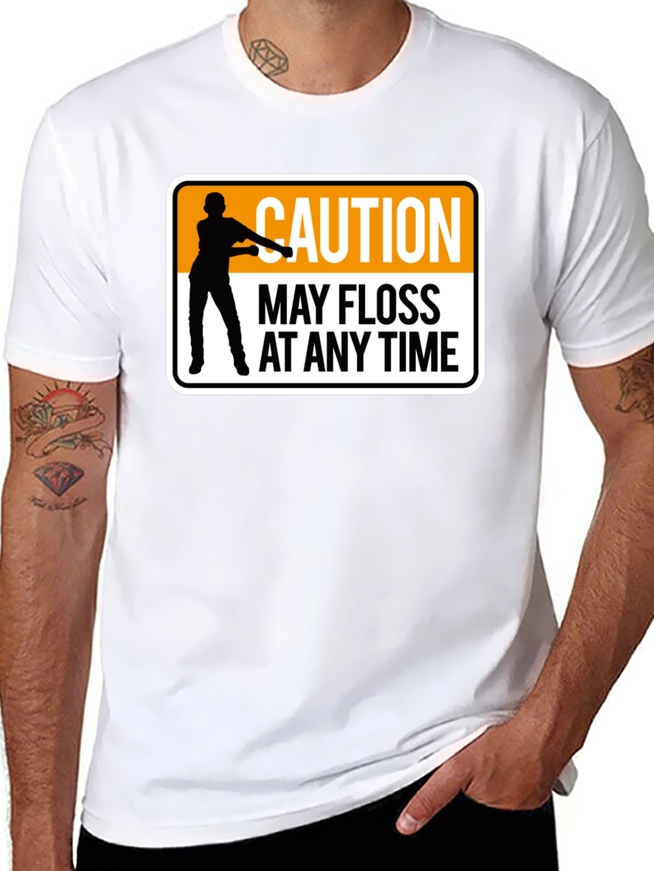 Caution May Floss At Any Time Black T-Shirt